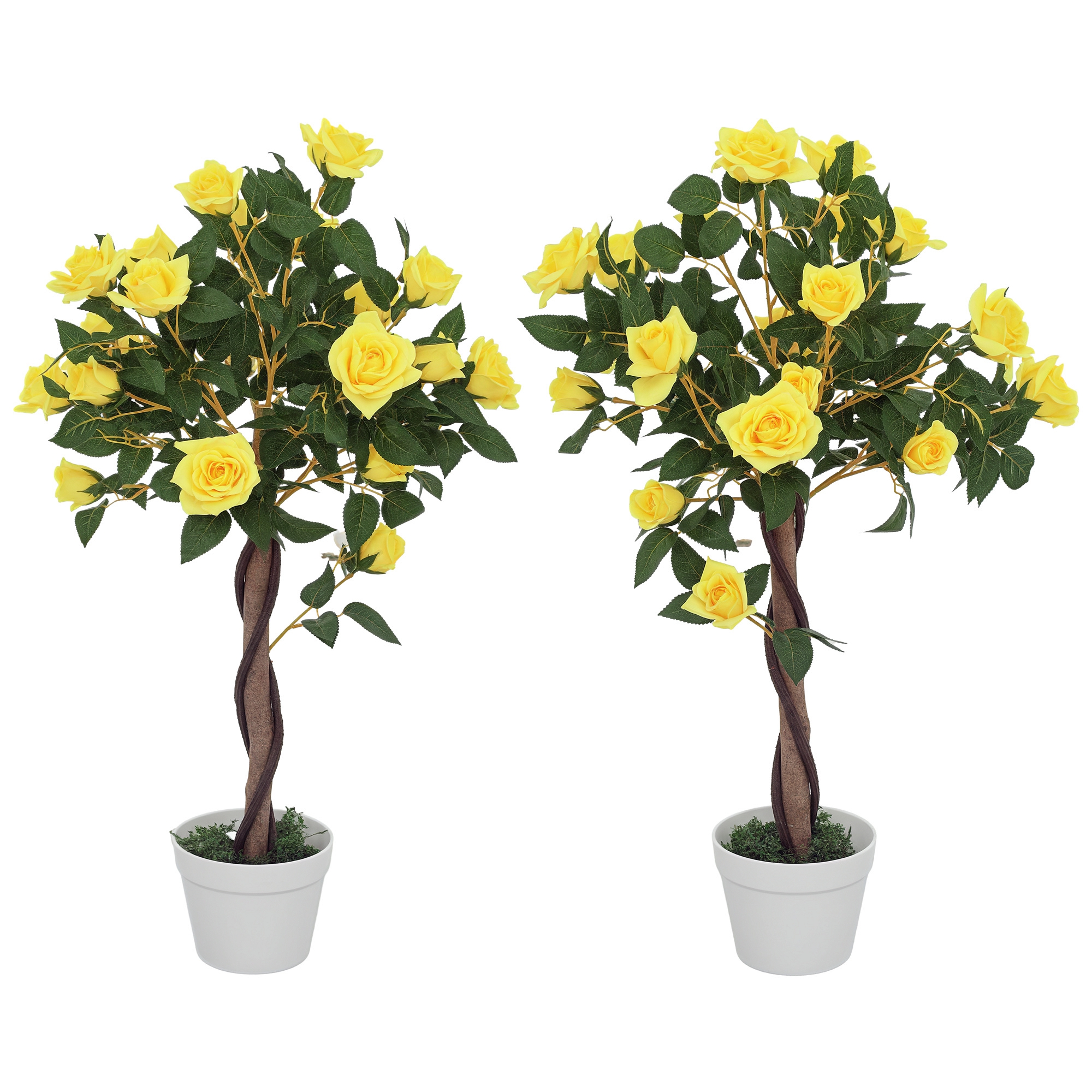 Set Of 2 Artificial Plants White Rose Floral In Pot,Fake For Home Indoor — image 4