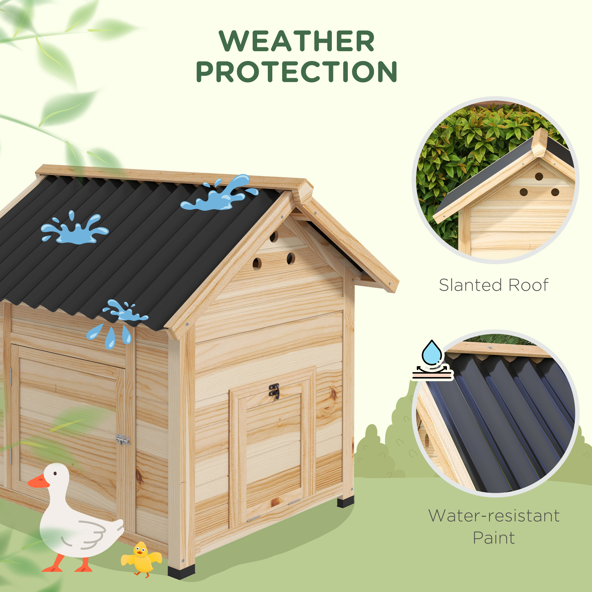 Wooden Duck House With Double Doors,Openable Roof,Ventilation Holes,Removable — image 6