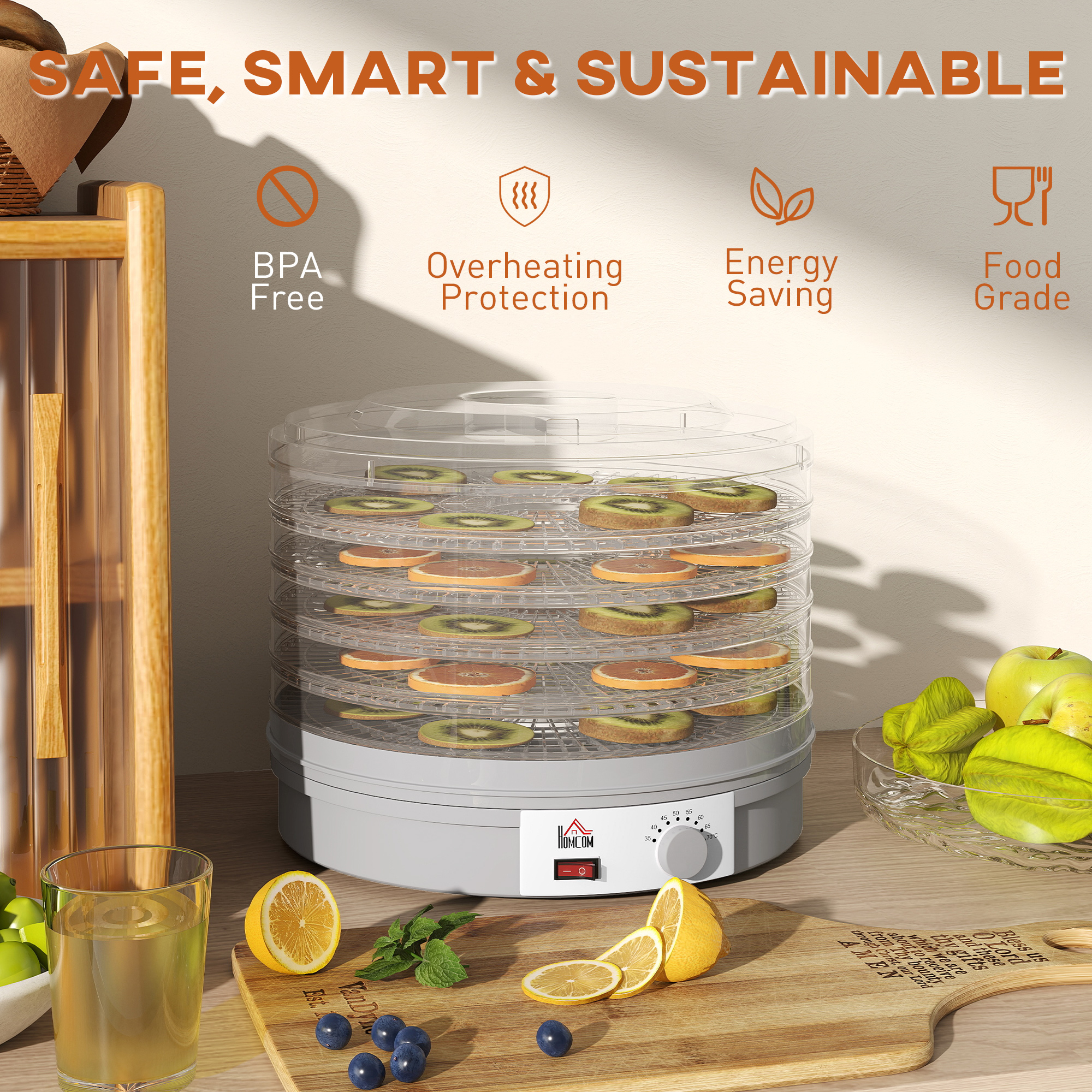 5 Tier Food Dehydrator,245W Dryer Machine With Adjustable Temperature Control — image 3