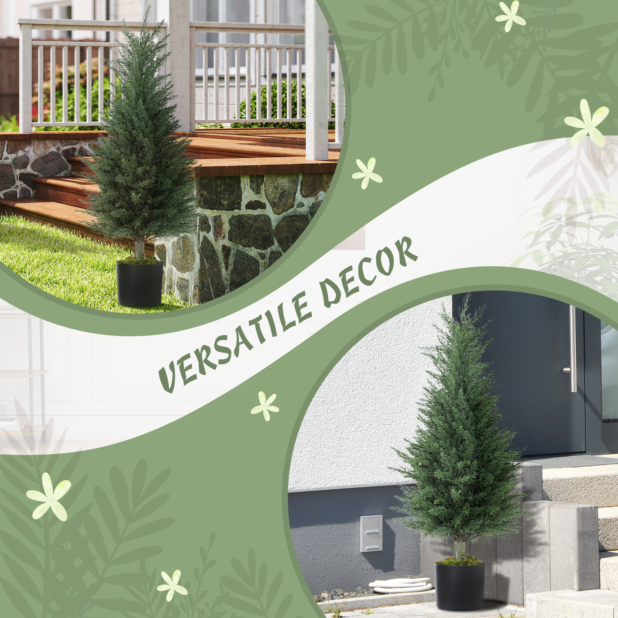 Artificial Plants Outdoor,90 Cm Fake Cypress Tree With Plastic — image 4