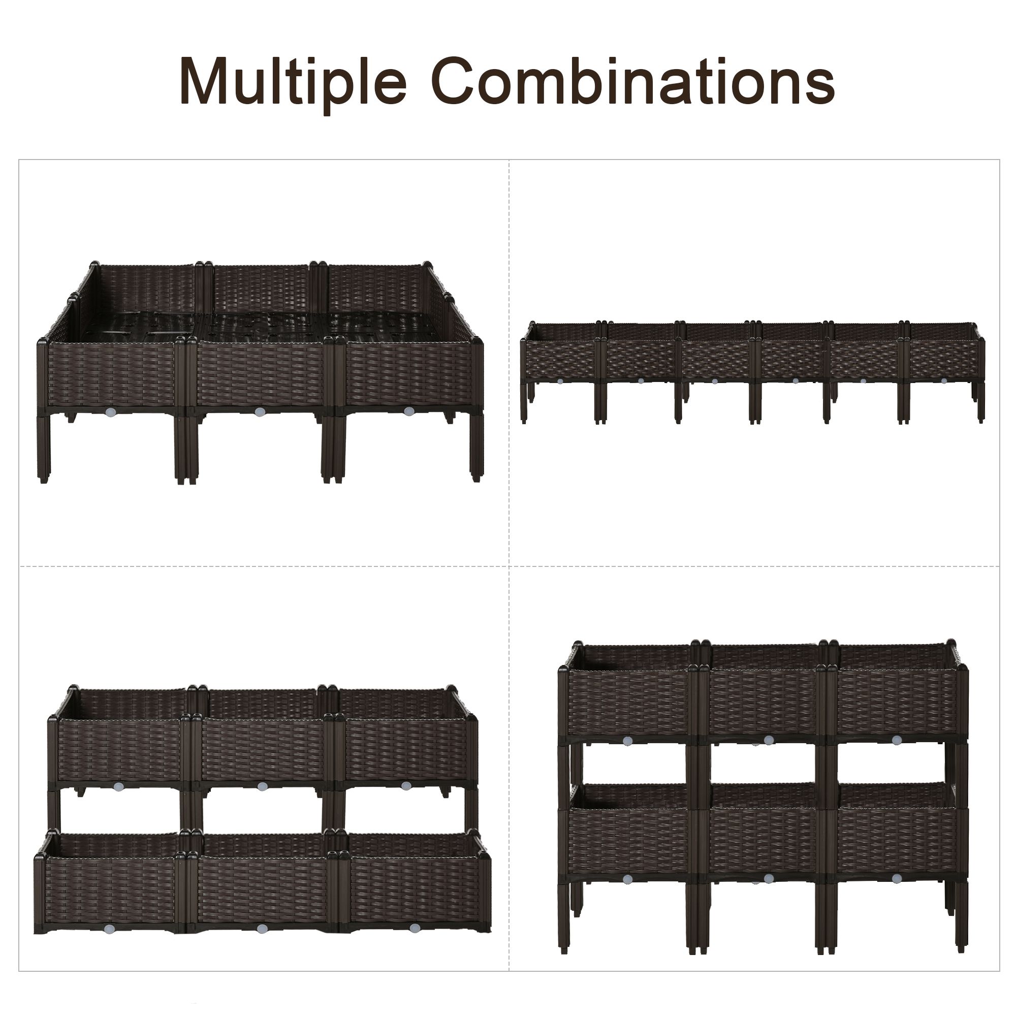 Set Of 6 26L Garden Raised Bed Elevated Patio Flower Plant Planter Box PP
