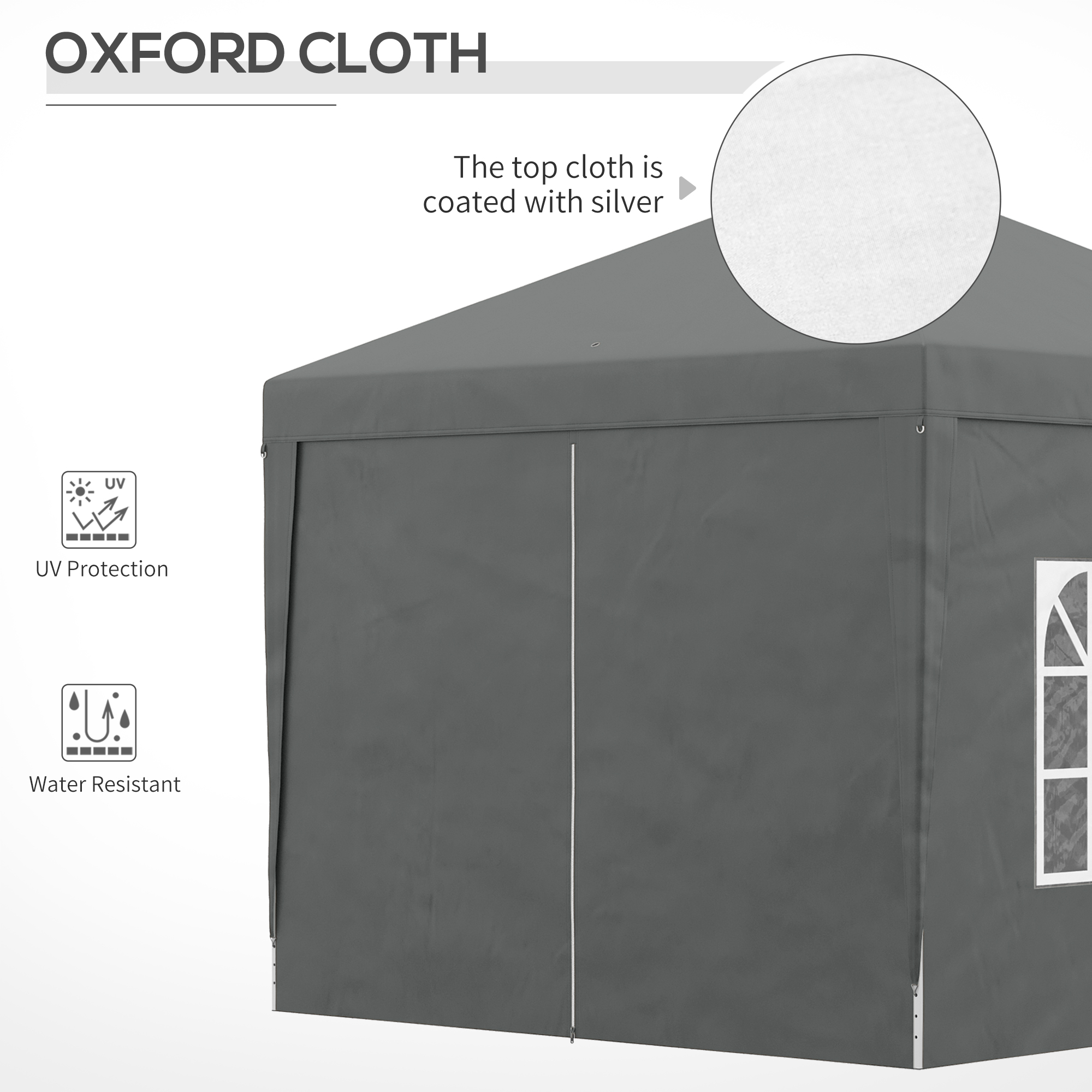 3x3(m) Pop-Up Gazebo,with Curtain Walls And Windows,Grey