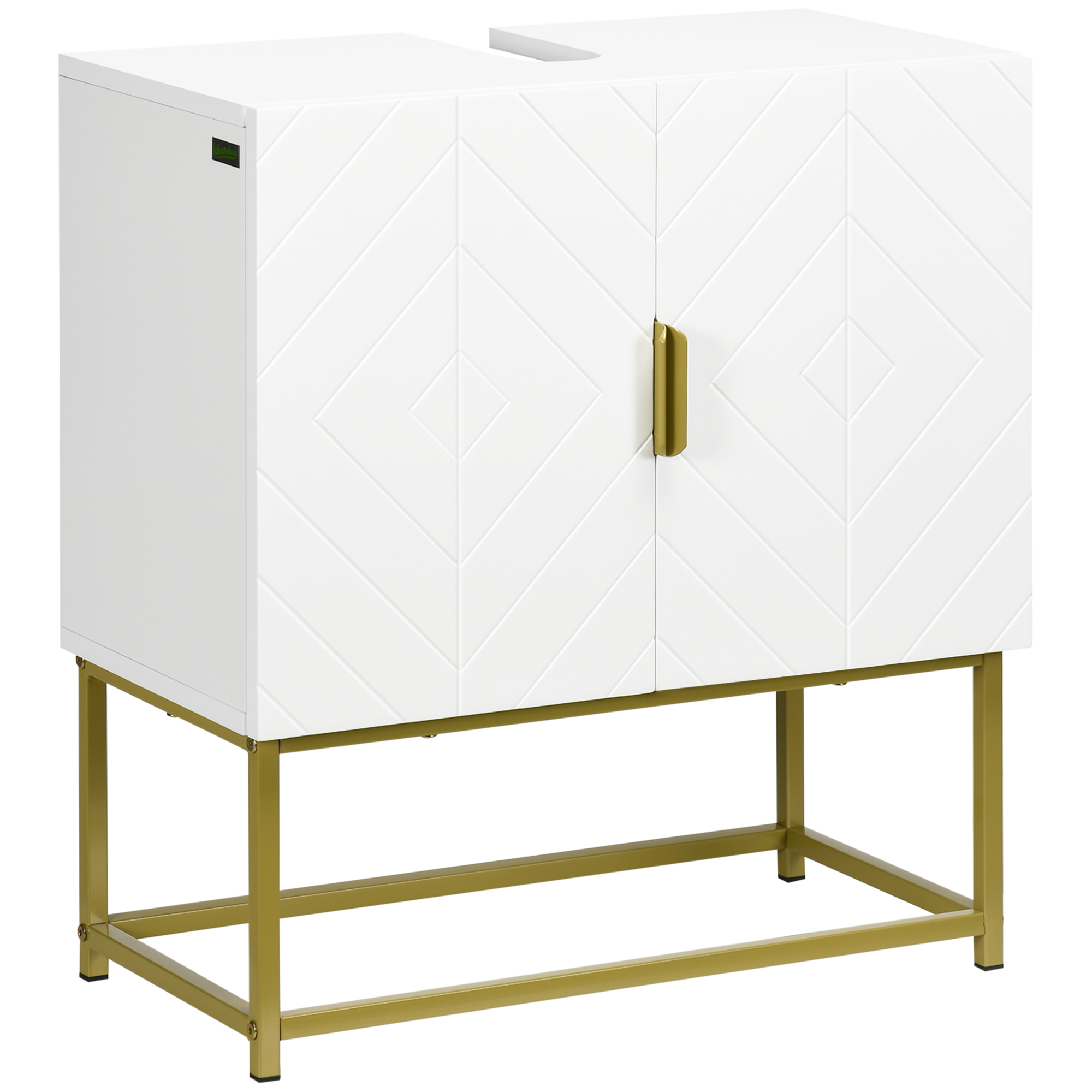 Bathroom Mirror Cabinet Under Sink Storage Basin Cupboard With 2 Doors And Gold — image 3