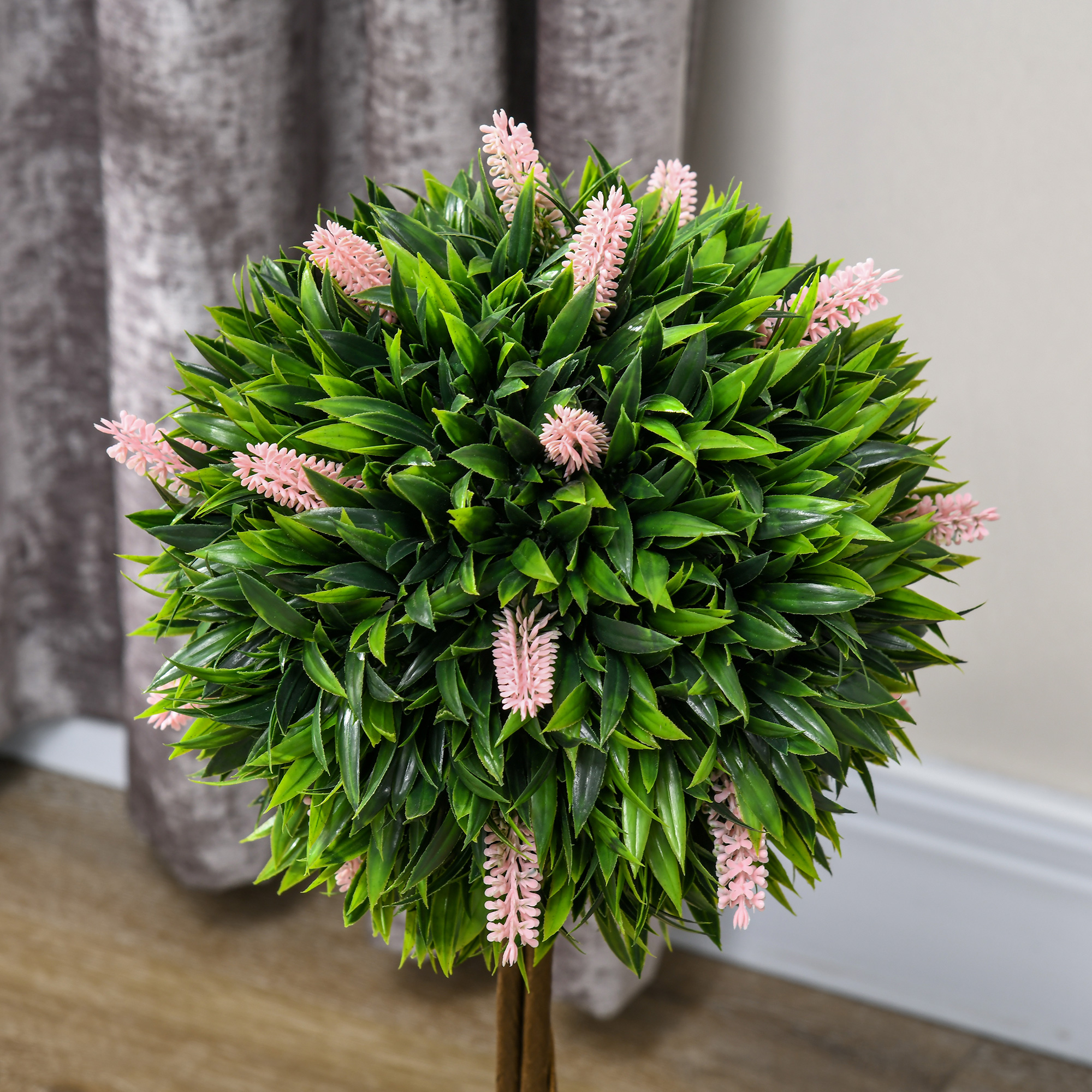 Set Of 2 Decorative Artificial Plants Ball Trees With Flower For Home Indoor — image 4