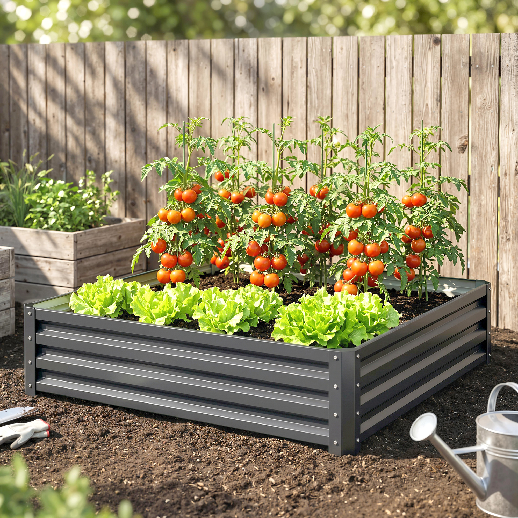 432L Square Raised Garden Bed Box Steel Frame For Vegetables,Flowers — image 2