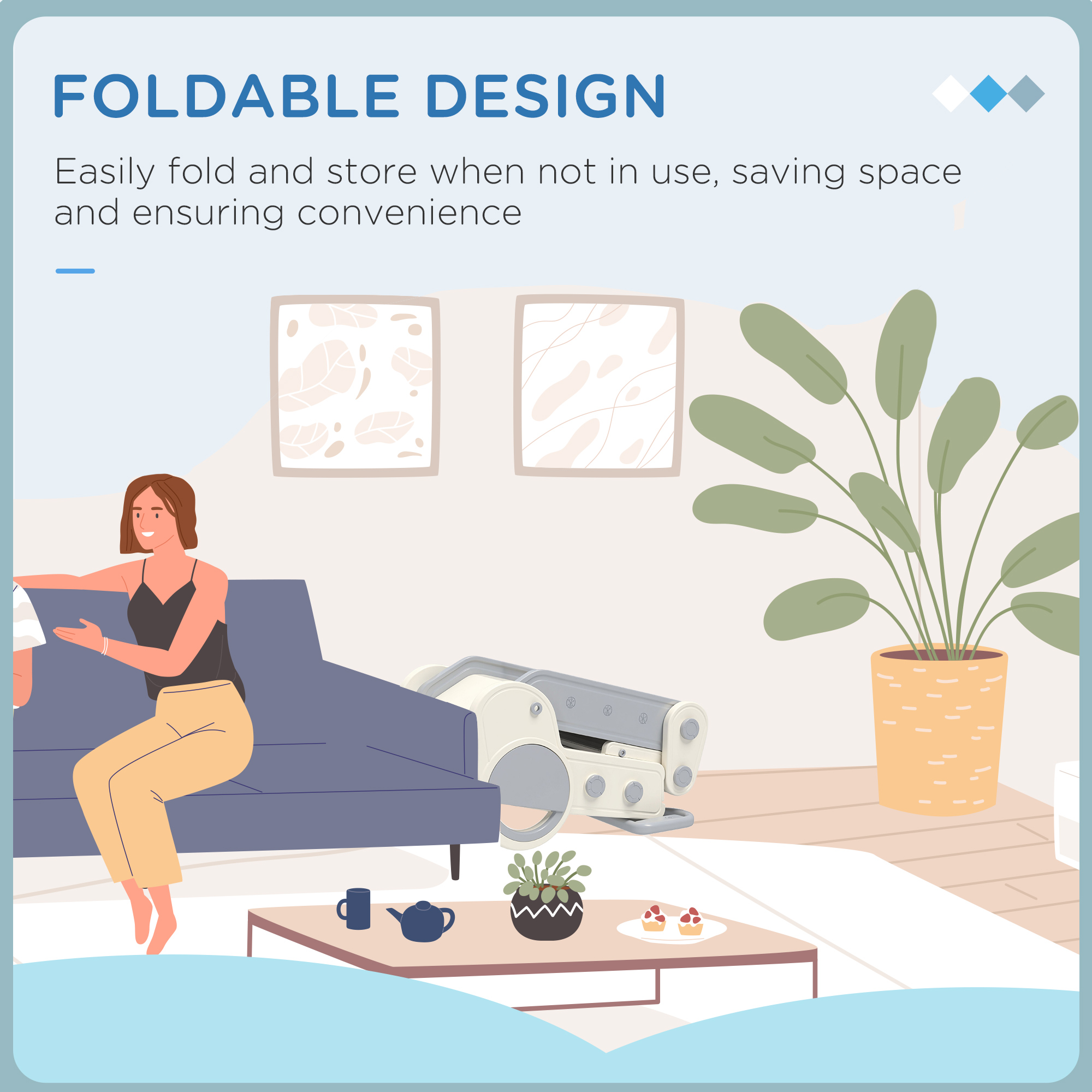 Foldable Kids Slide,Freestanding Baby Slide,for Ages 1.5-3 Years,Grey & Beige — image 5