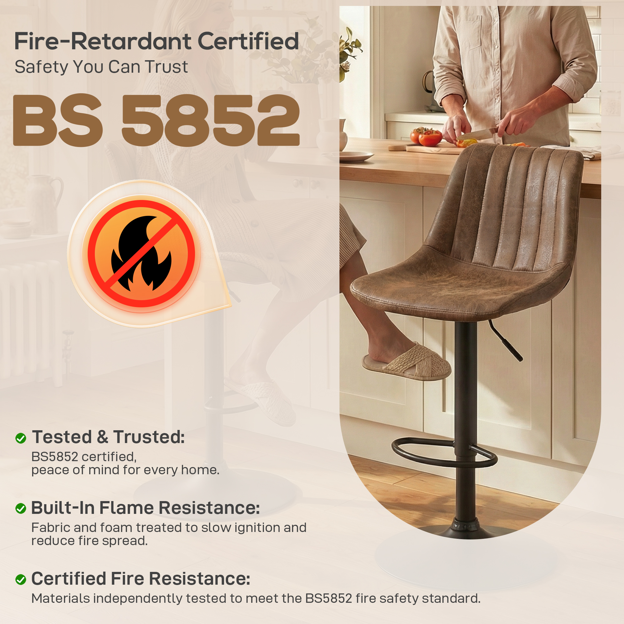Set Of 2 Leathaire Tub Bar Stools-Brown