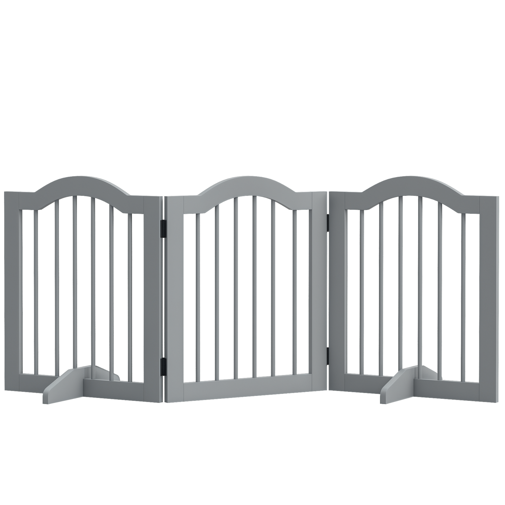 3 Panels Dog Gate W/ Support Feet Fence Safety Barrier Freestanding Wood Light