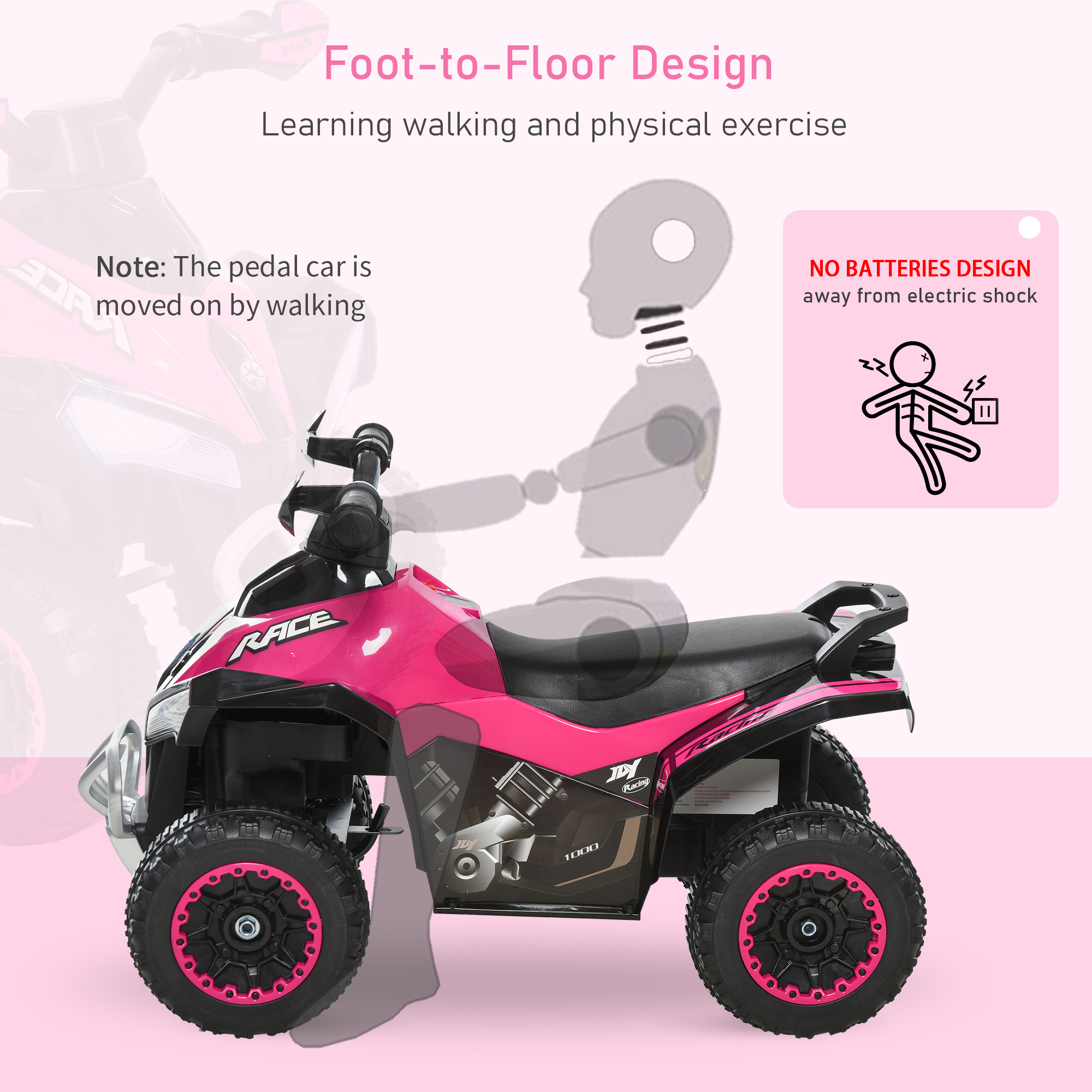 No Power Ride On Car For Kids 4 Wheel Foot-to-Floor Sliding Walking Push Along — image 4