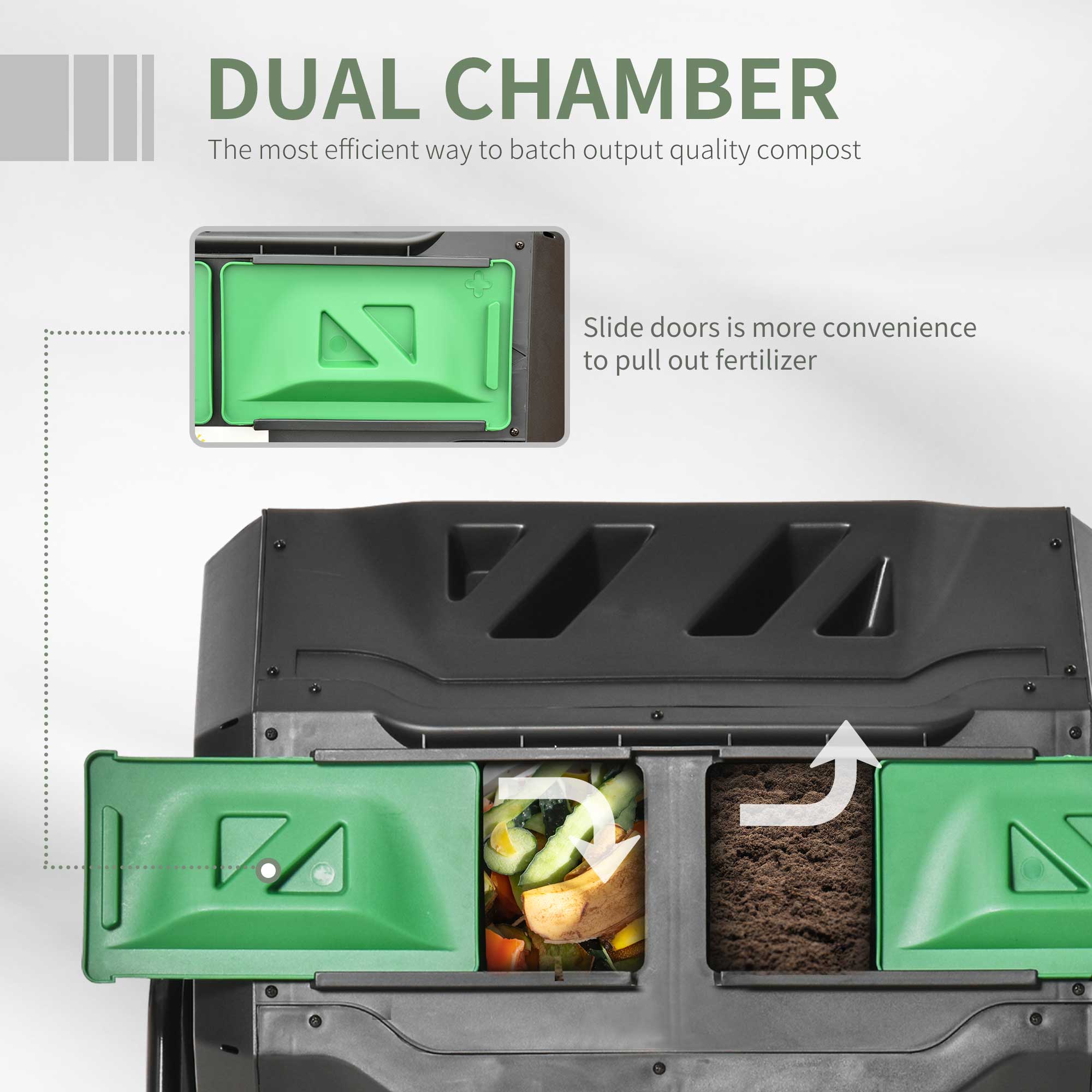 160L 360Â° Rotating Dual Chamber Composter-Black — image 3