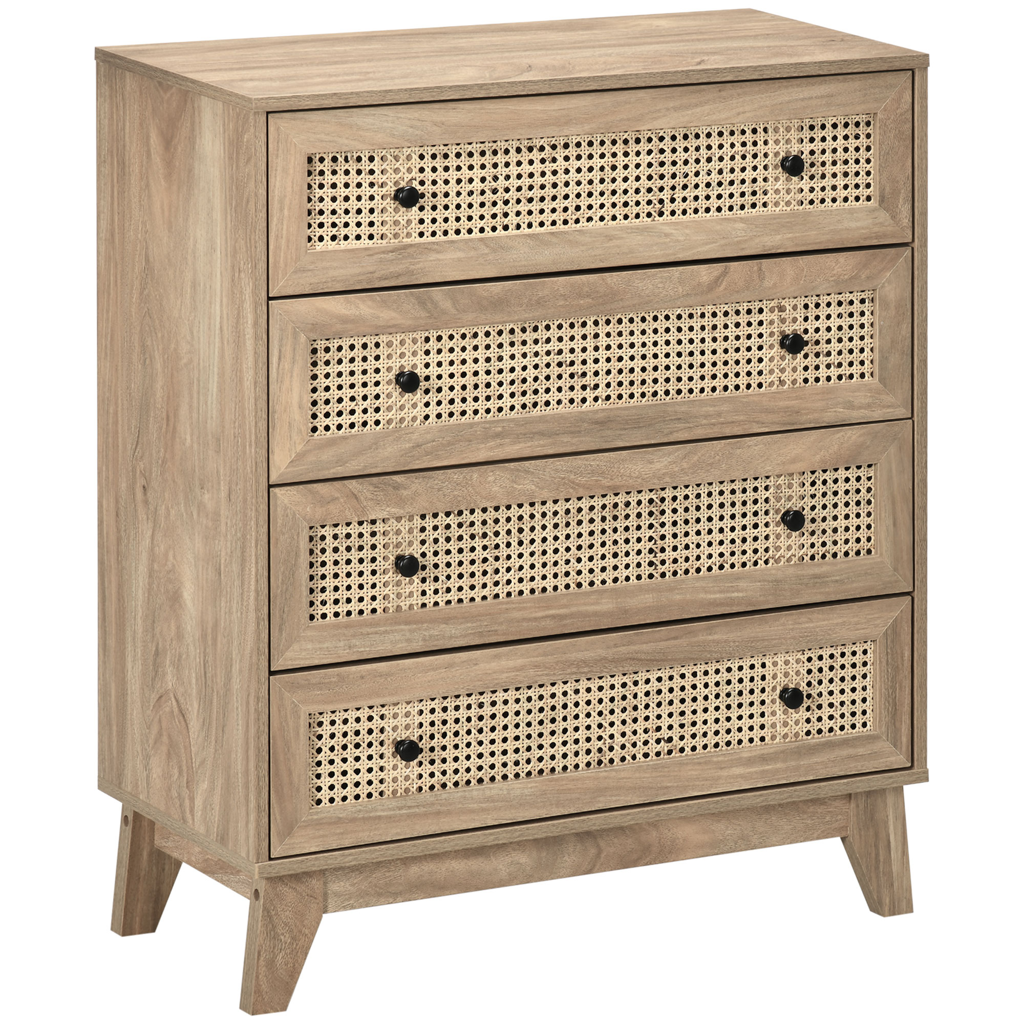 Storage Cabinet,4-Drawer Unit With Rattan Element For Bedroom,Living — image 4