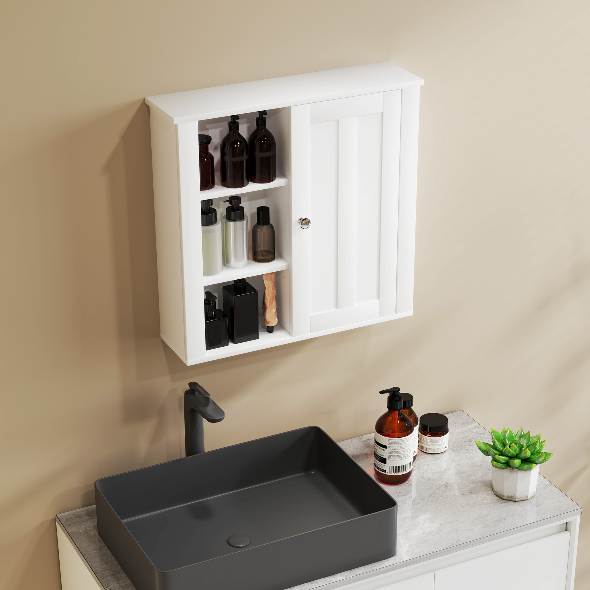 Clean And Simple Bathroom Storage Cabinet-White — image 2