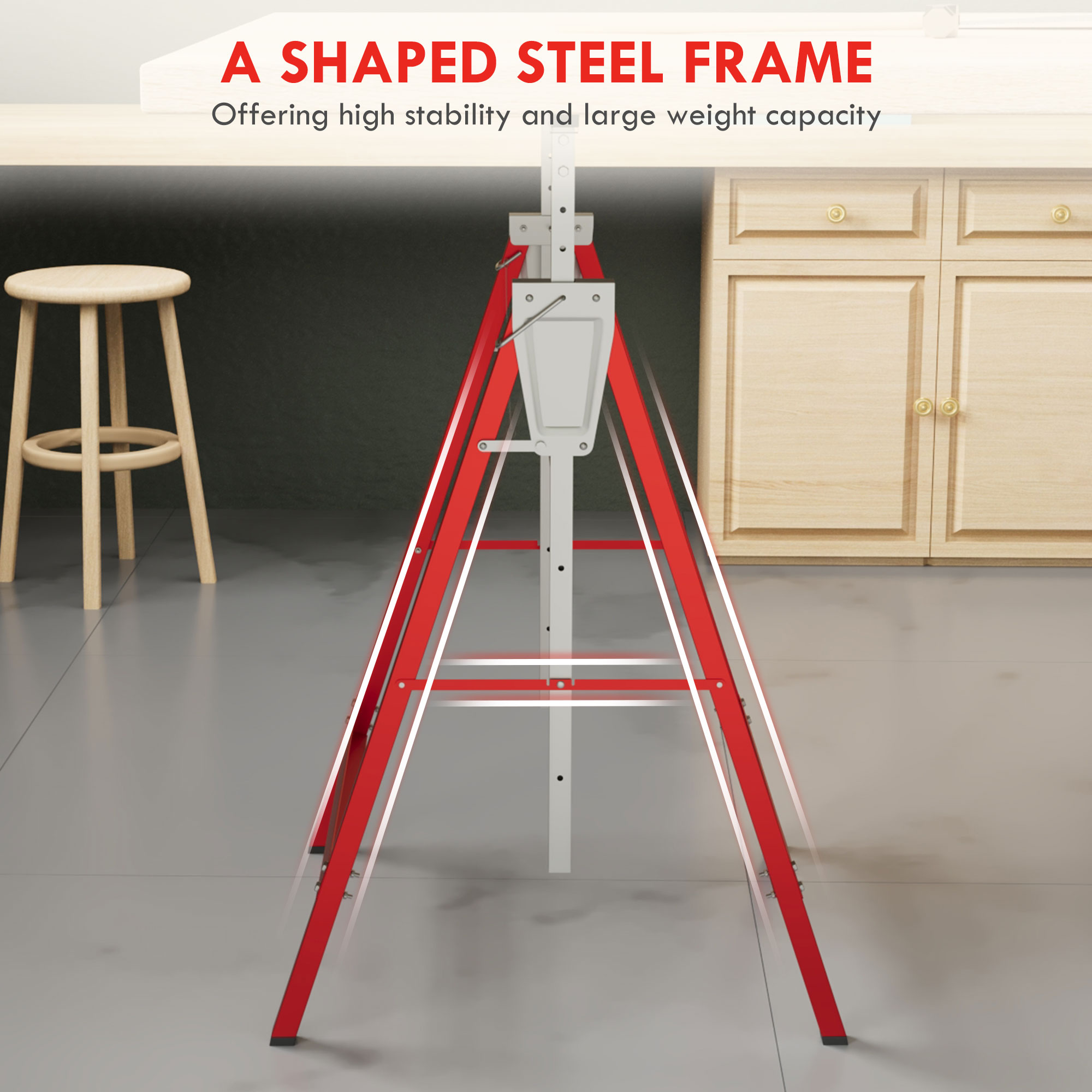 Set Of 2 Adjustable Telescopic Builders Trestle,DIY Steel Work Bench — image 4