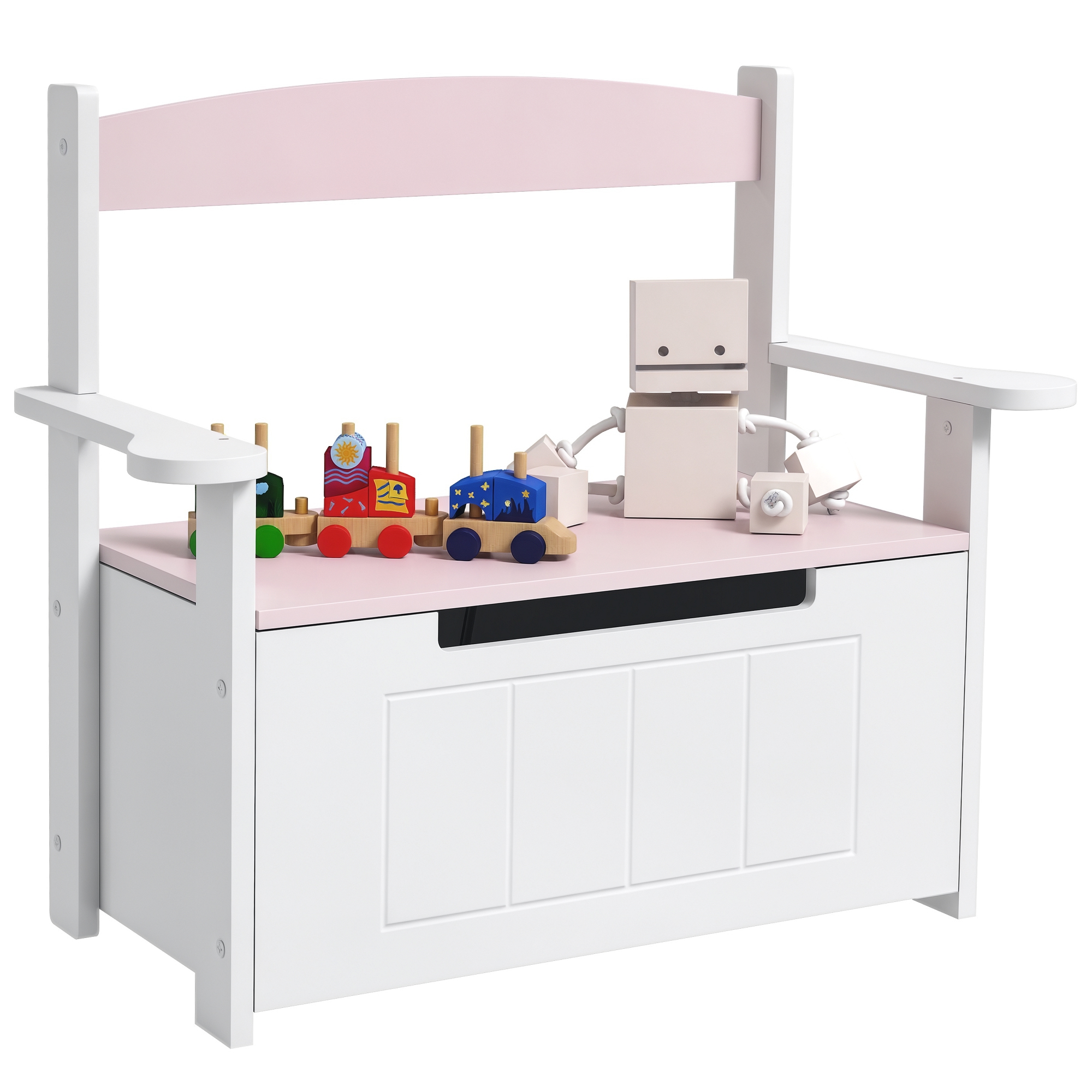 2-in-1 Toy Box For Kids With Lid Bedroom,Nursery,Playroom,Pink — image 5