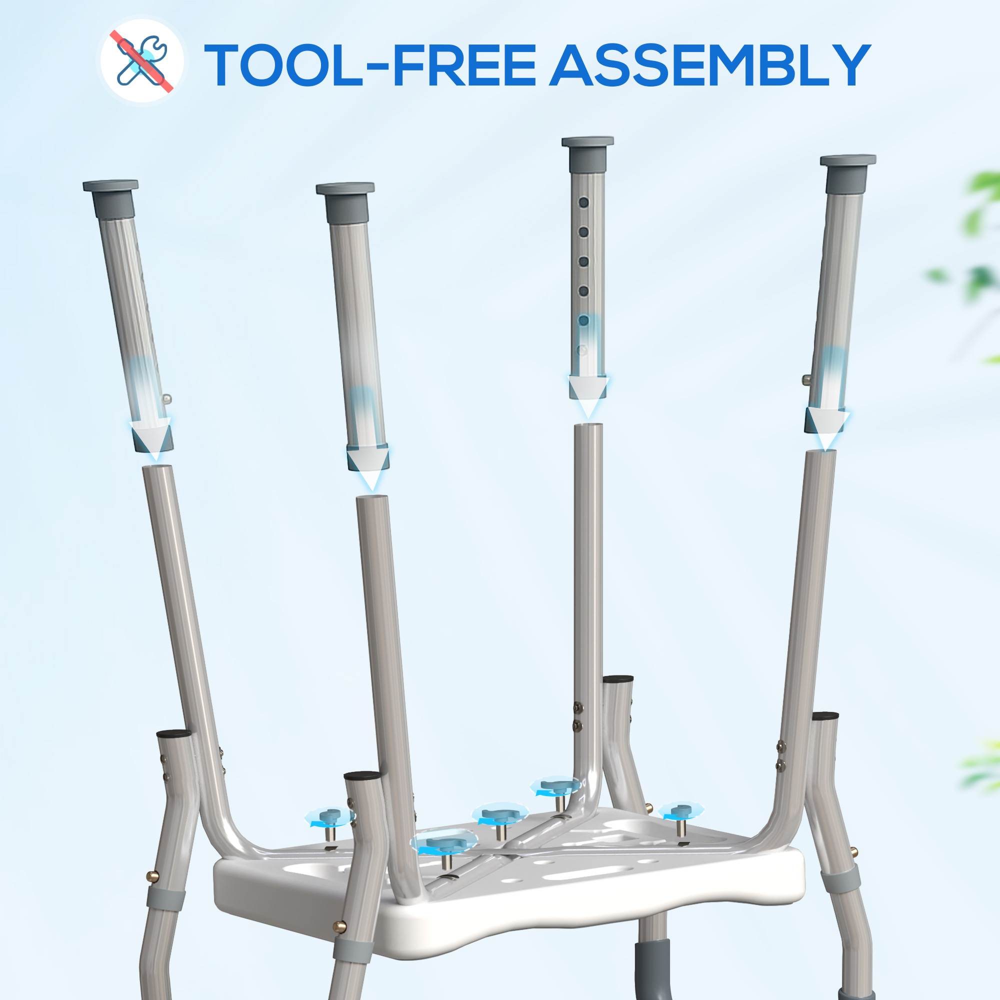 57-69cm Aluminium Frame Bath Seat-Light Blue — image 3
