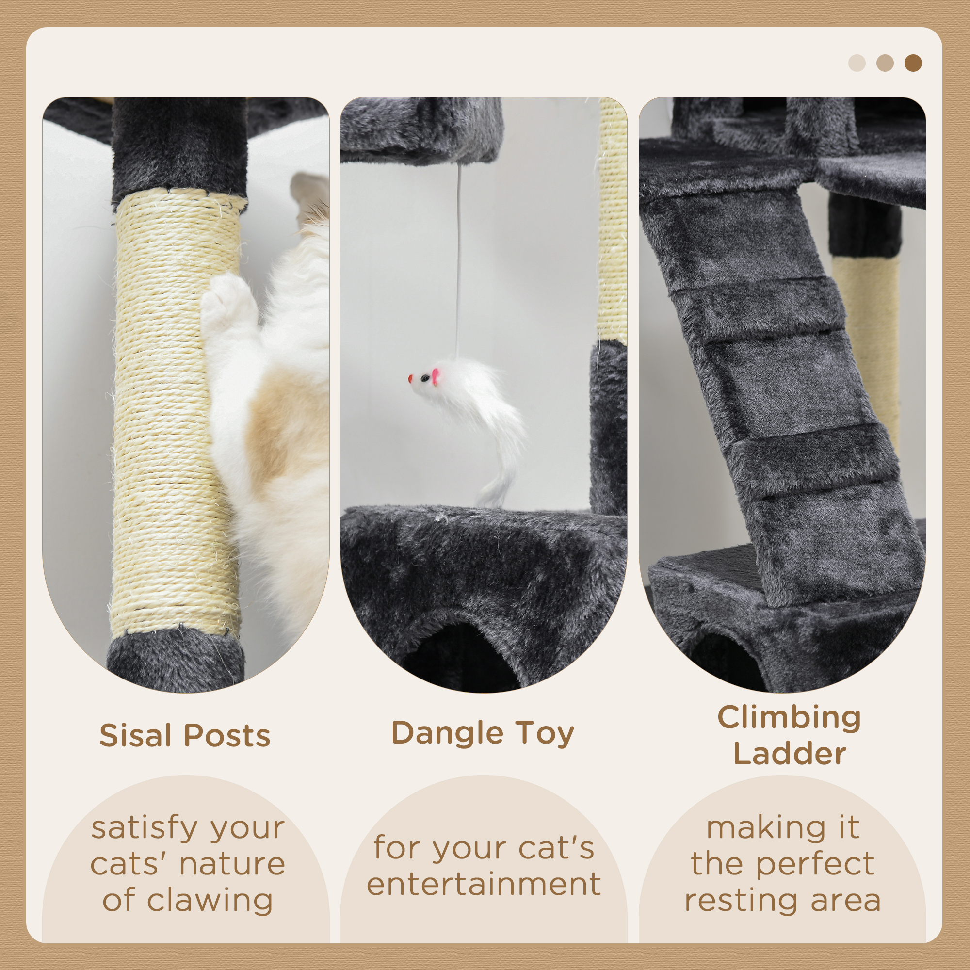 173cm Cat Tree Scratching House,Activity Play Centre,Charcoal Grey — image 4