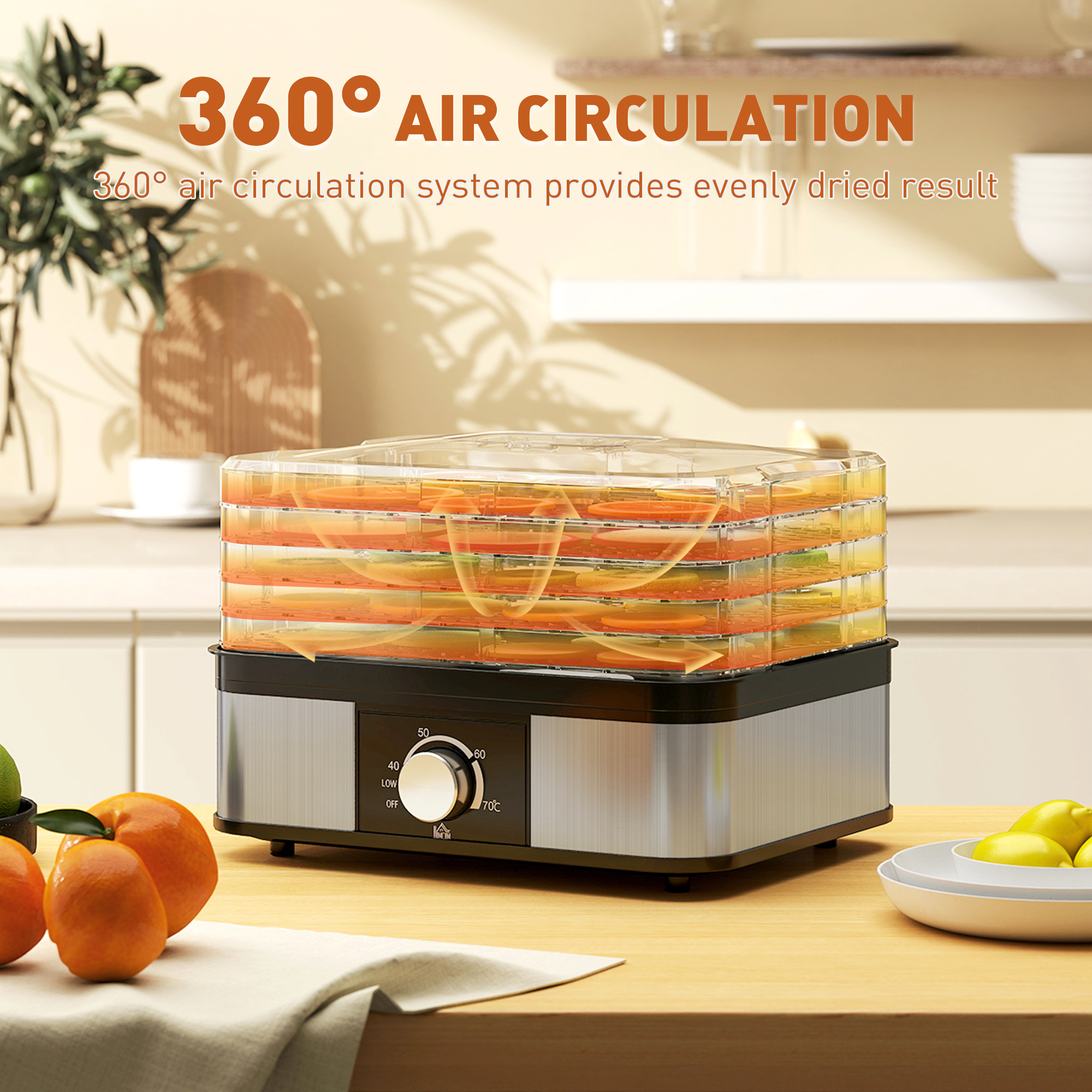 5 Tier Food Dehydrator,245W Stainless Steel Dryer Machine With Adjustable — image 4