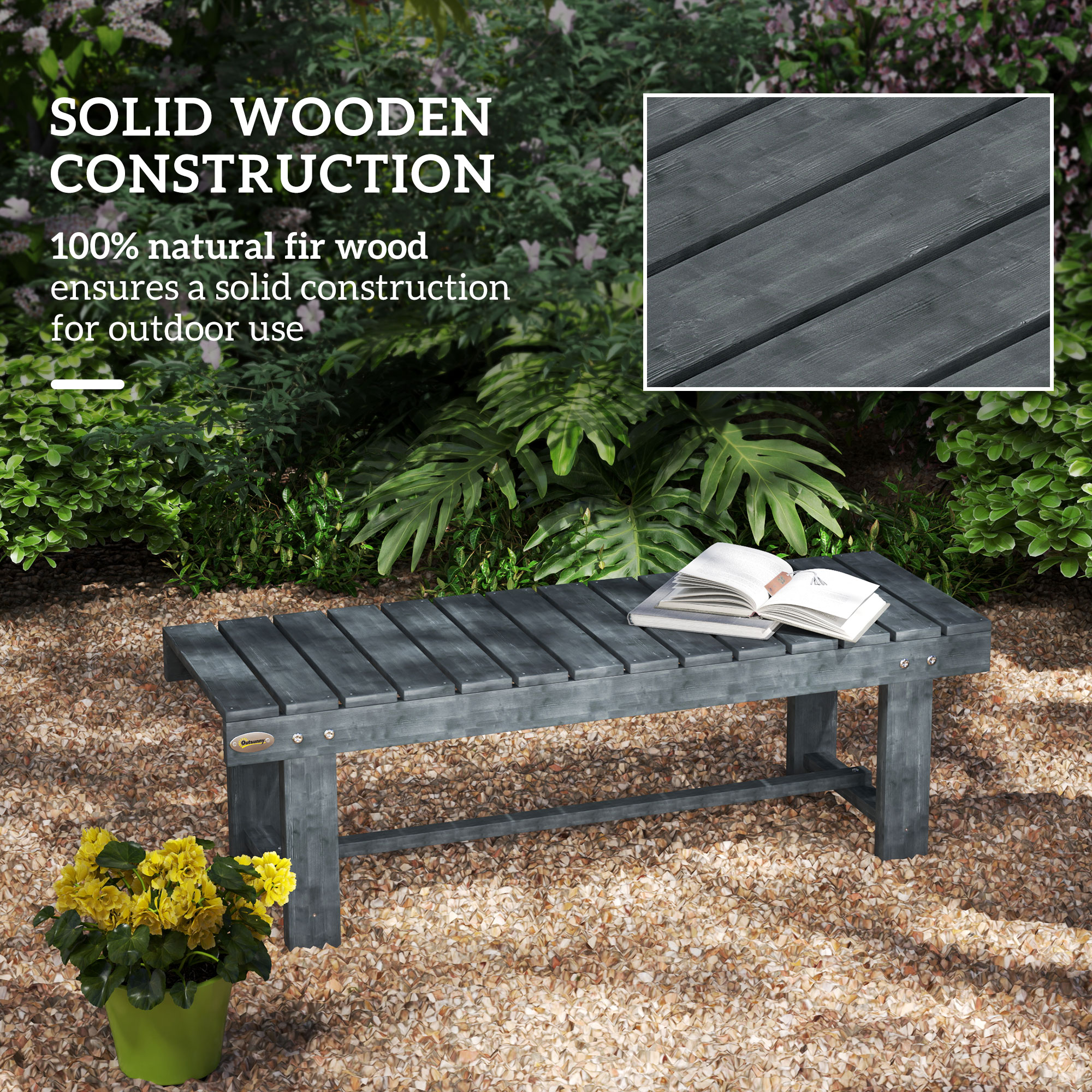 2-seater garden wooden bench,grey