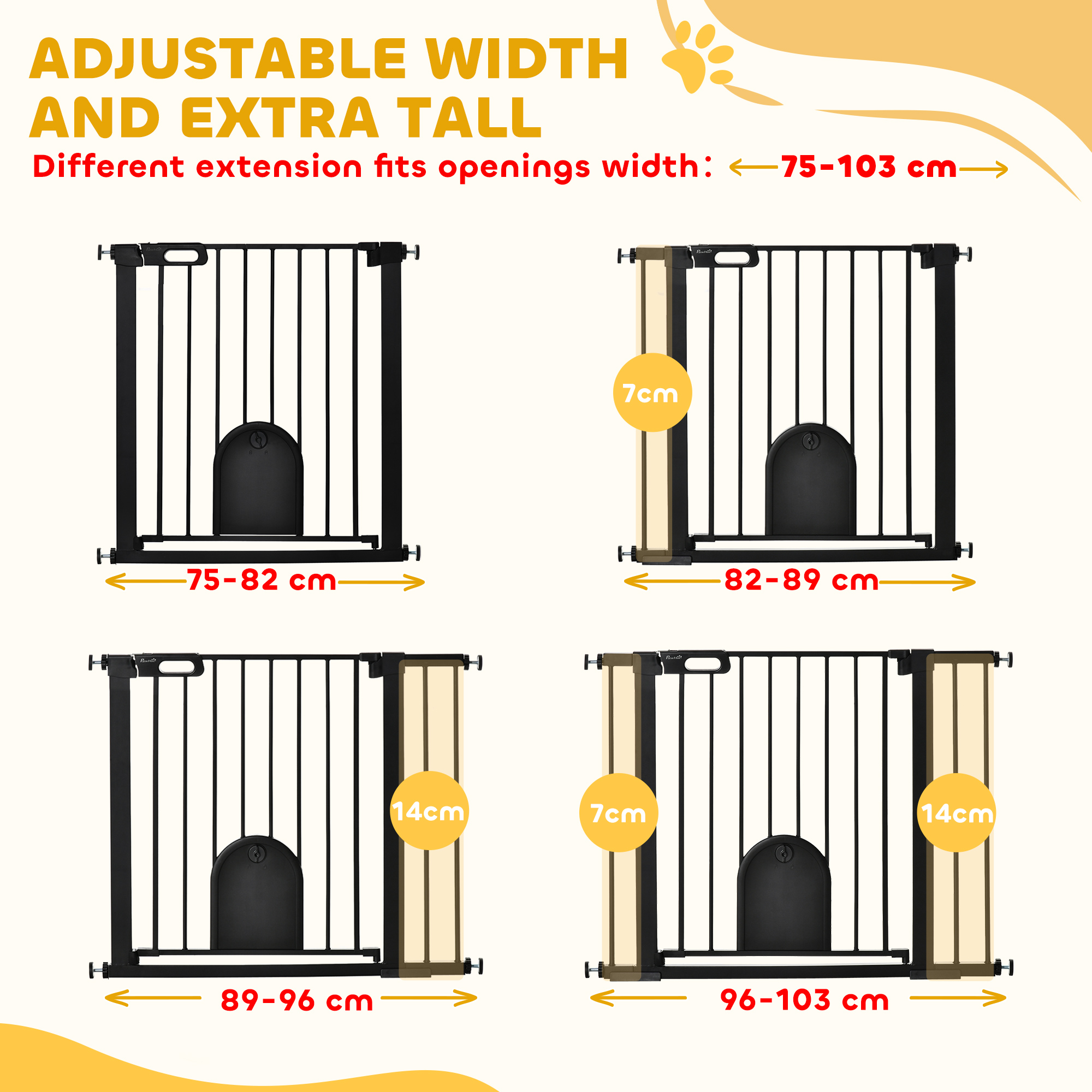Dog Gate With Cat Flap Pet Safety Barrier,Stair Pressure Fit,Auto Close,Double — image 4