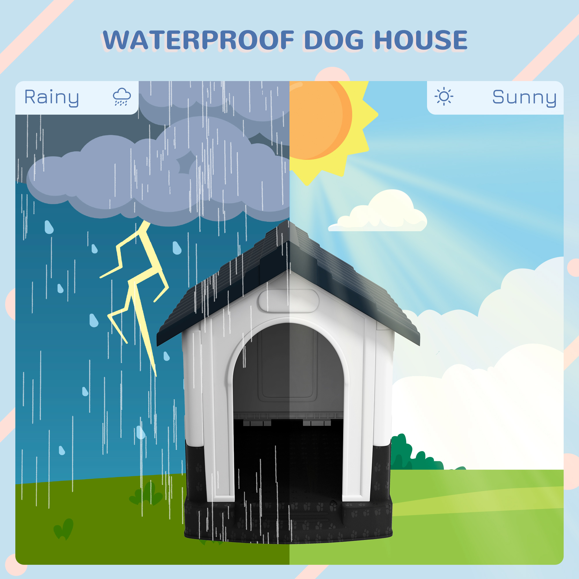 Plastic Dog Kennel With Windows,for Garden Patio,Miniature Dogs,64.5 X 57 X — image 2