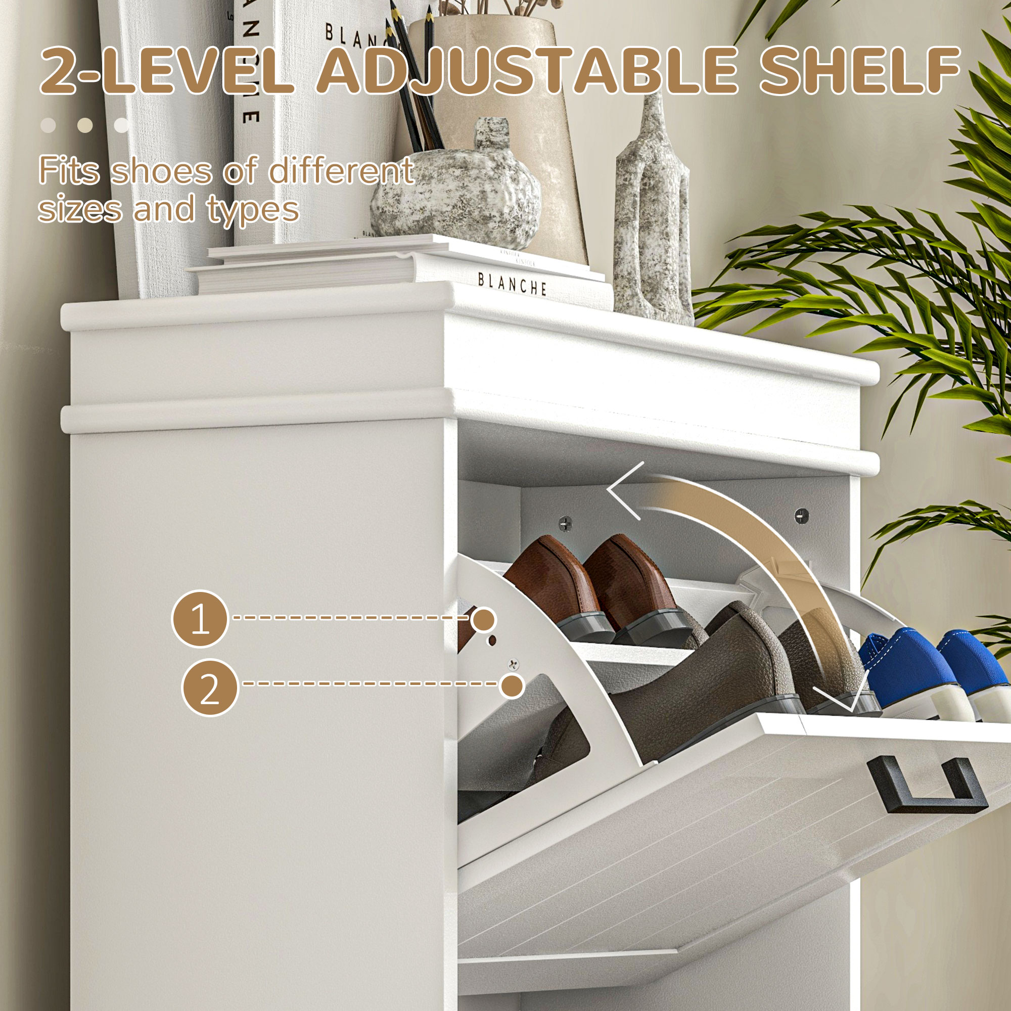 Two-Drawer Minimalistic 10-Shoe Cabinet-White — image 5