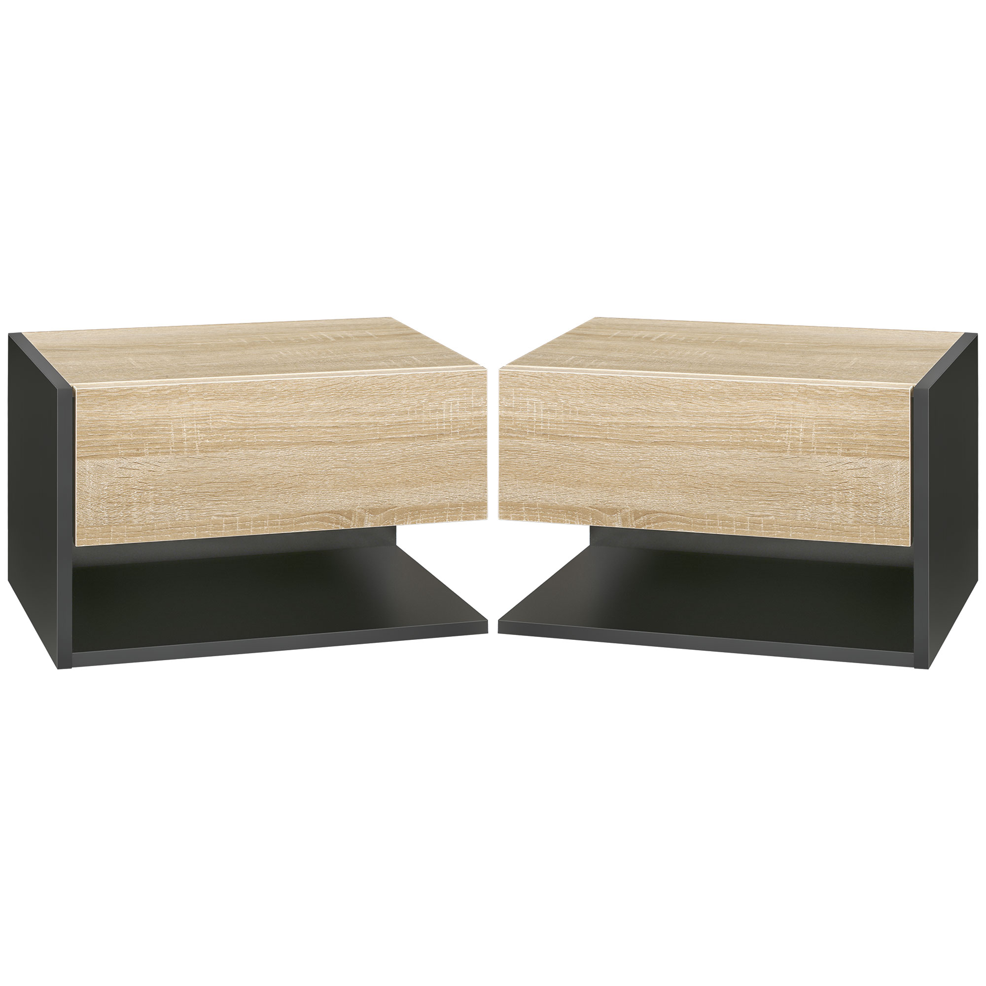 Floating Bedside Table Set Of 2,Wall Mounted Cabinet With Drawer And Open — image 4