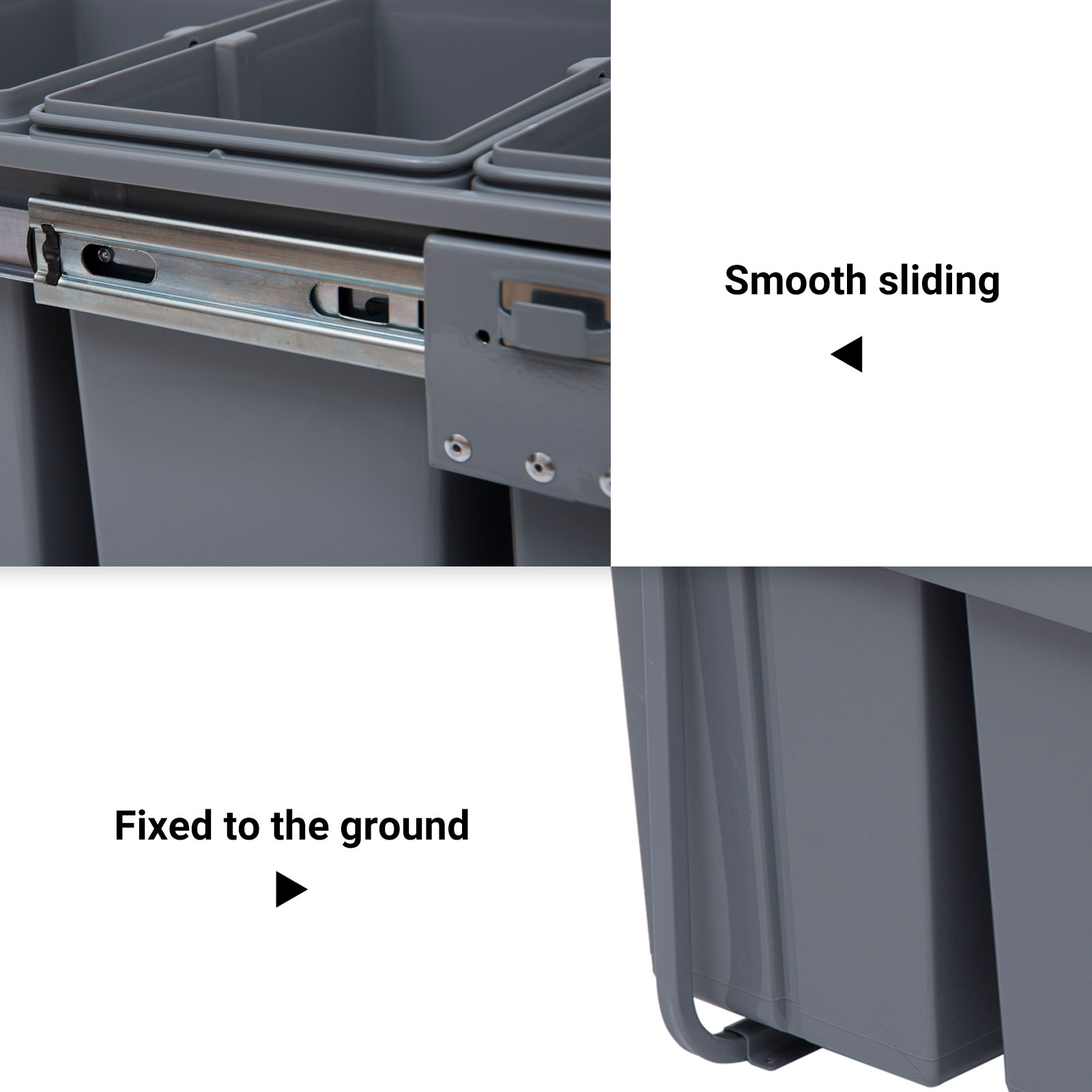 Pull Out Bin With Soft Close And Handle,Kitchen Under Sink 3 Removable — image 4