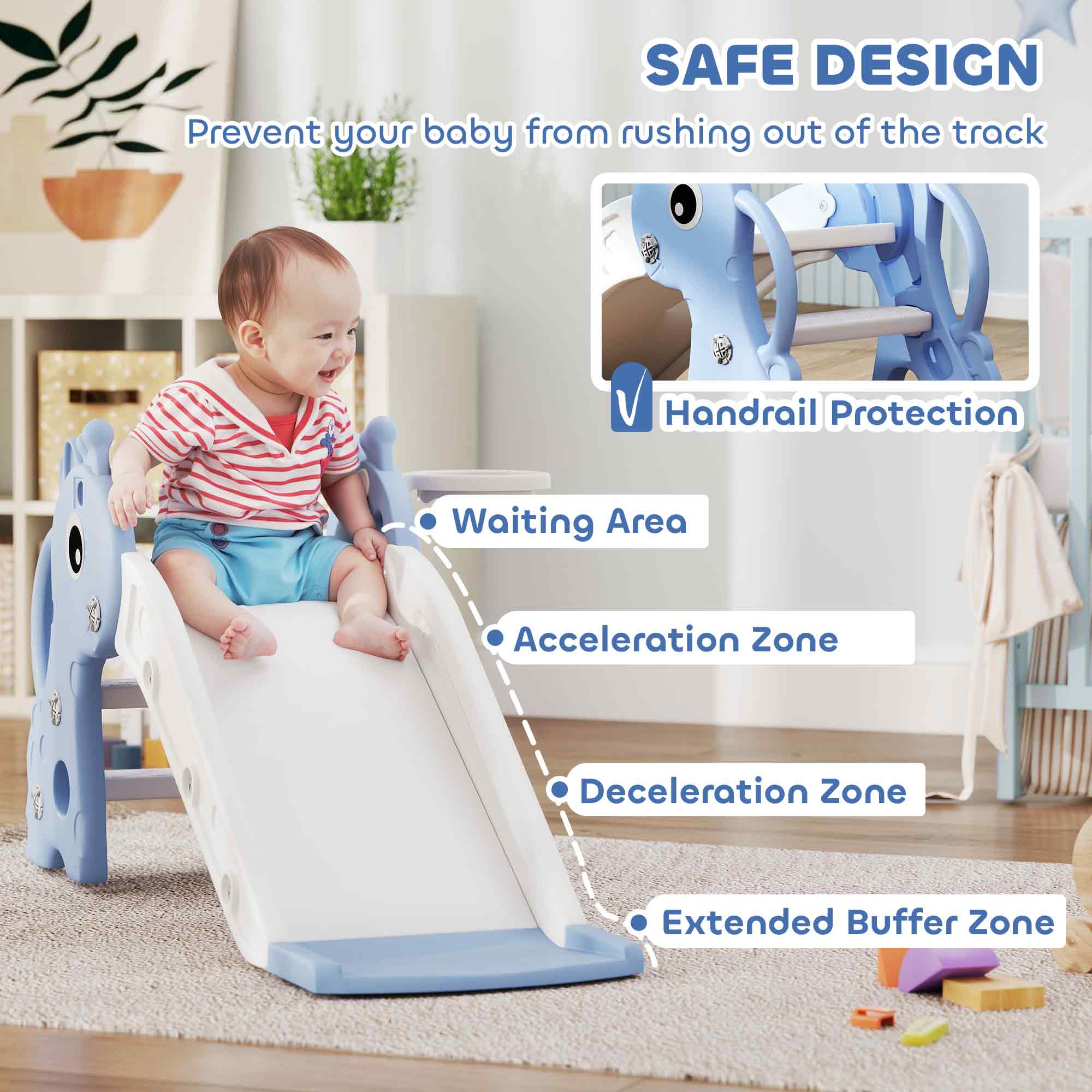 3 In 1 Kids Slide With Climber,Basketball Hoop And Ball,Giraffe Shape Climber