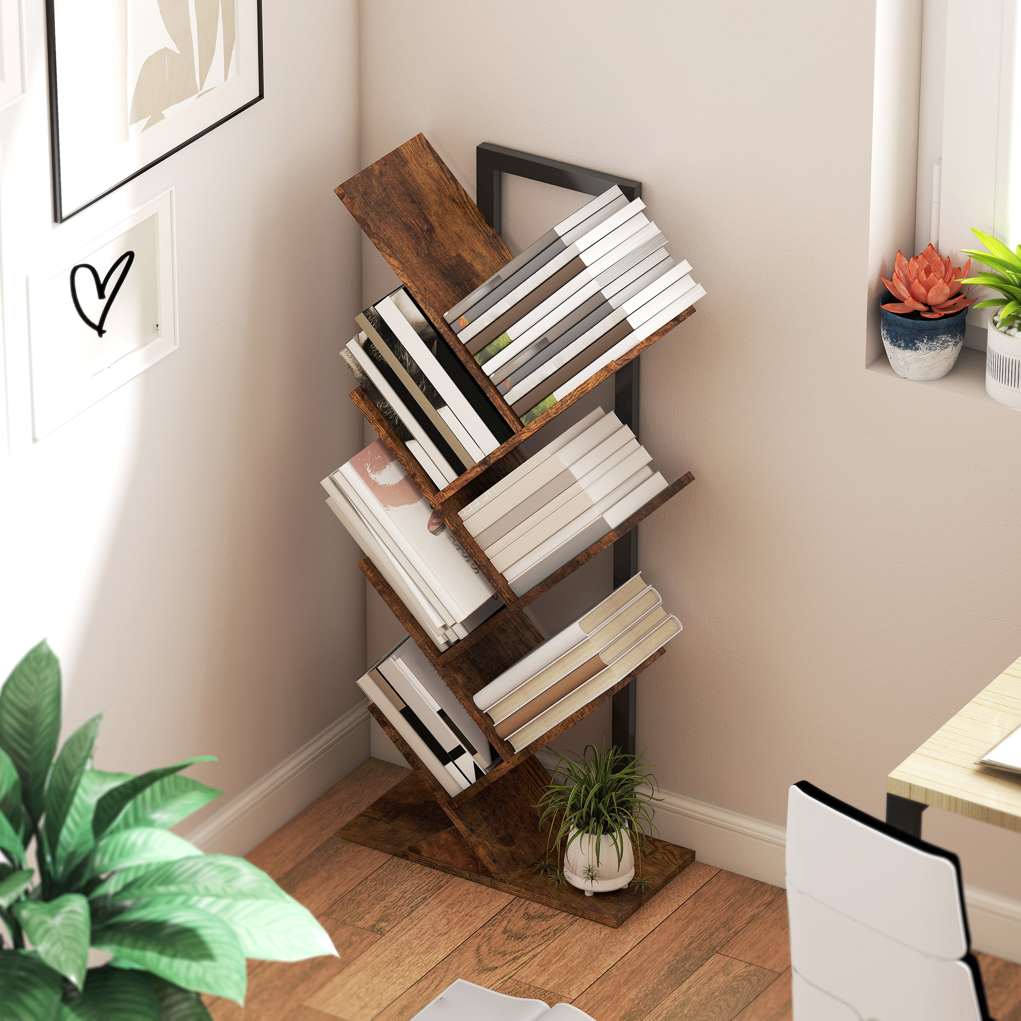 Six-Section Tree Bookcase-Wood-Effect — image 3