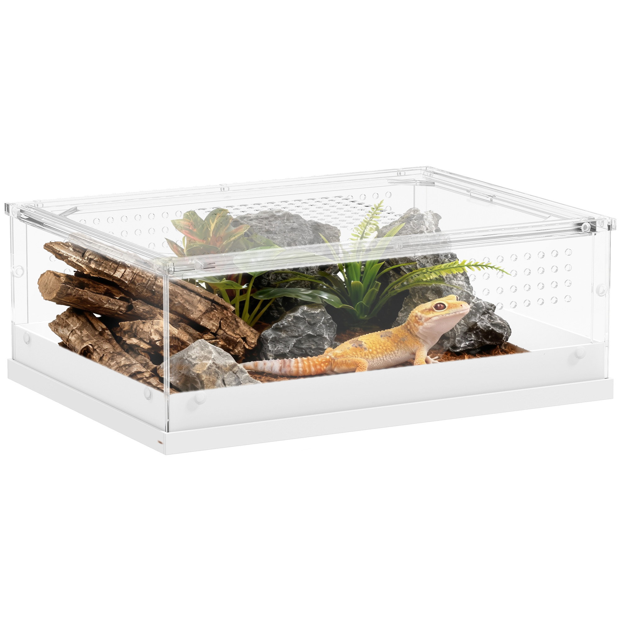 Acrylic reptile terrarium with top sliding door,vents,