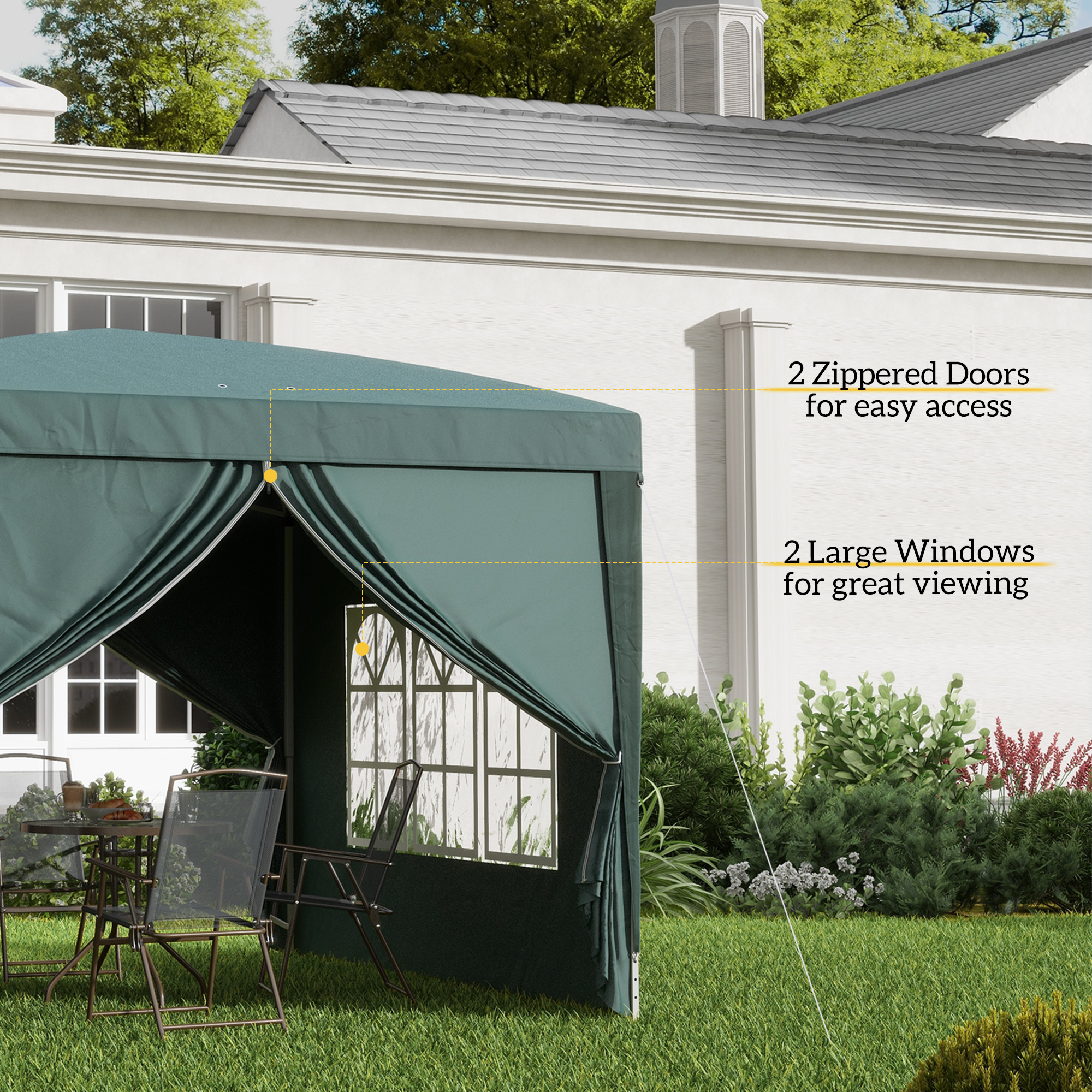3x3(m) Pop-Up Gazebo,with Curtain Walls And Windows,Blue — image 2
