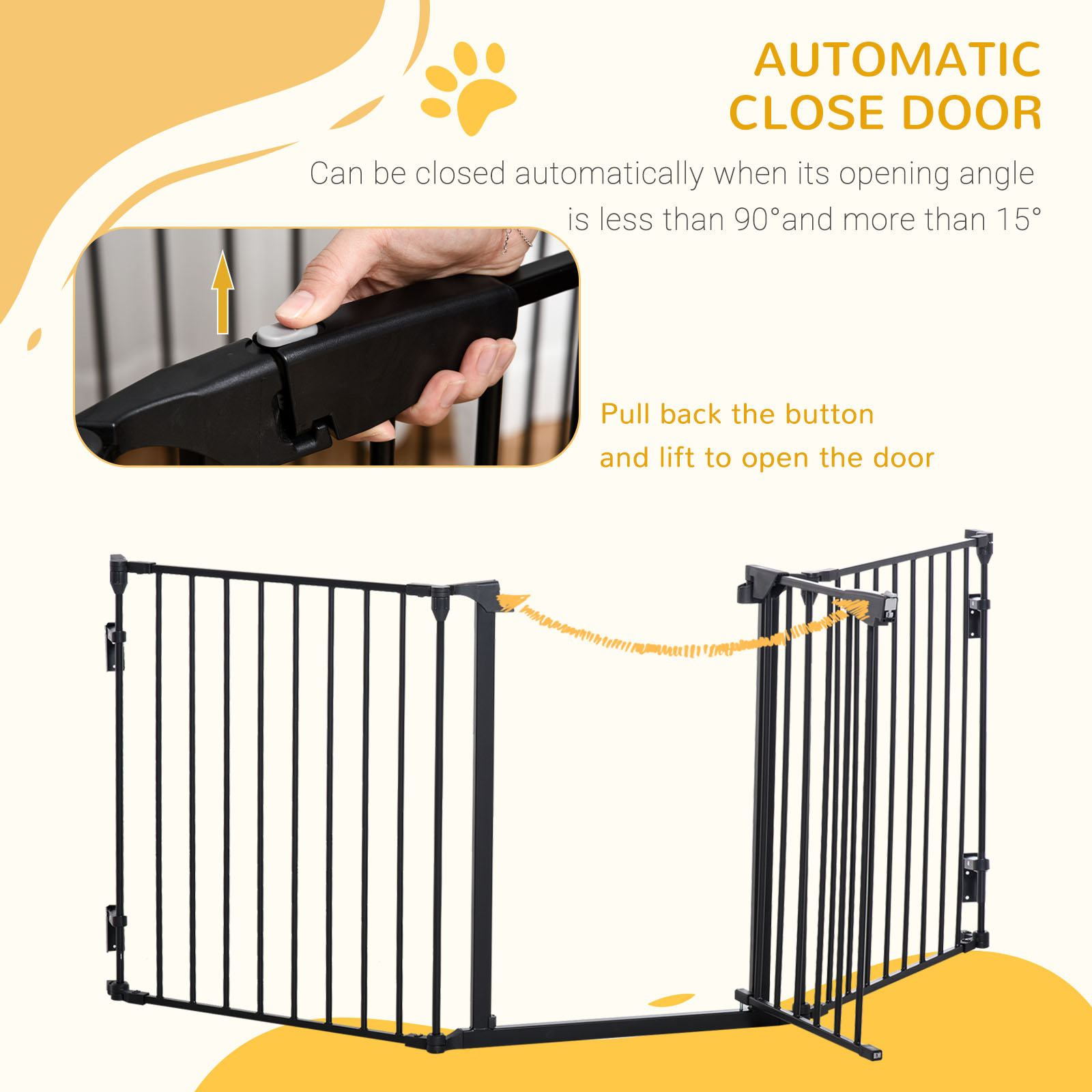 Pet Safety Gate,3 Panels Playpen Fireplace,Foldable Metal Fence,Stair — image 5