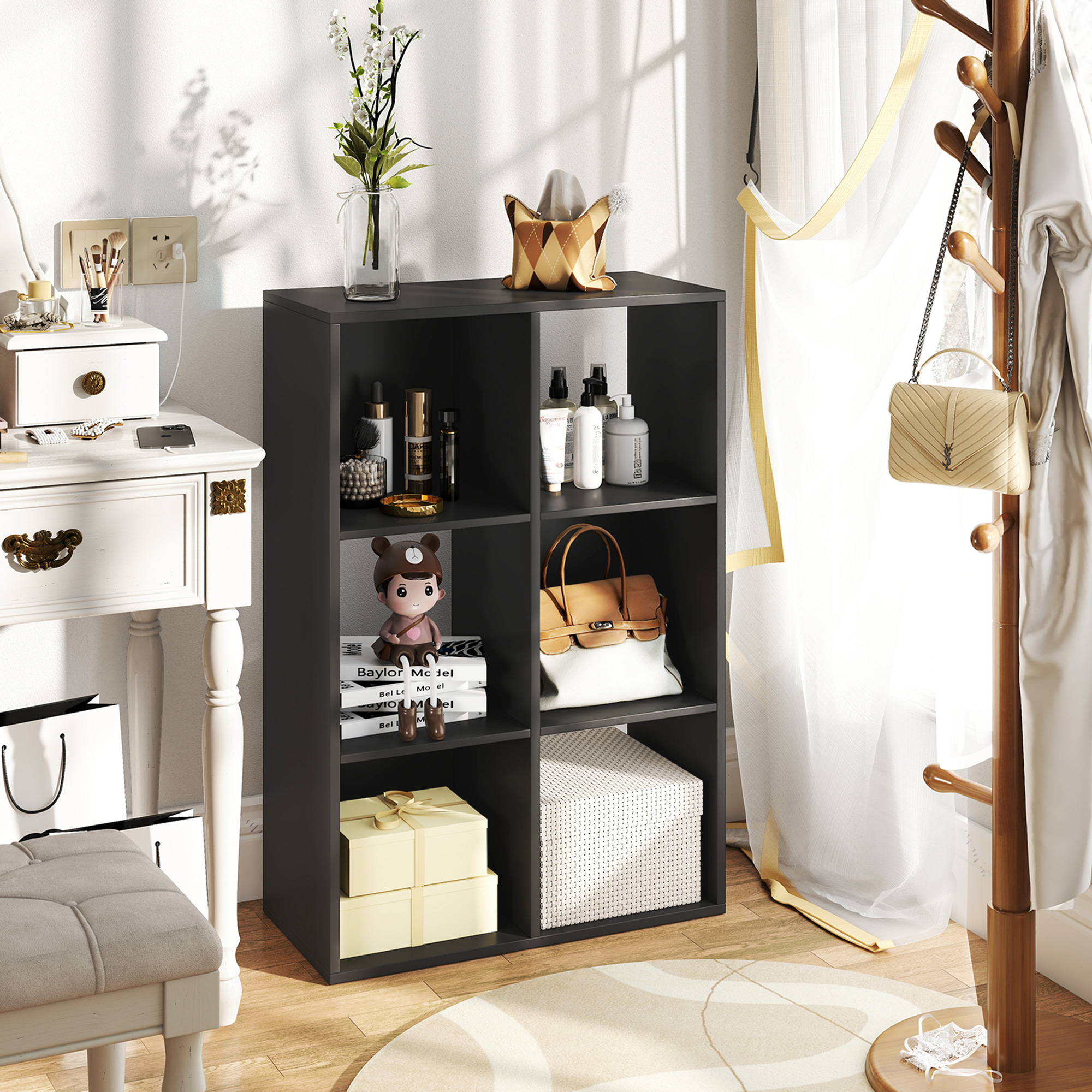 6-cube bookshelf-black