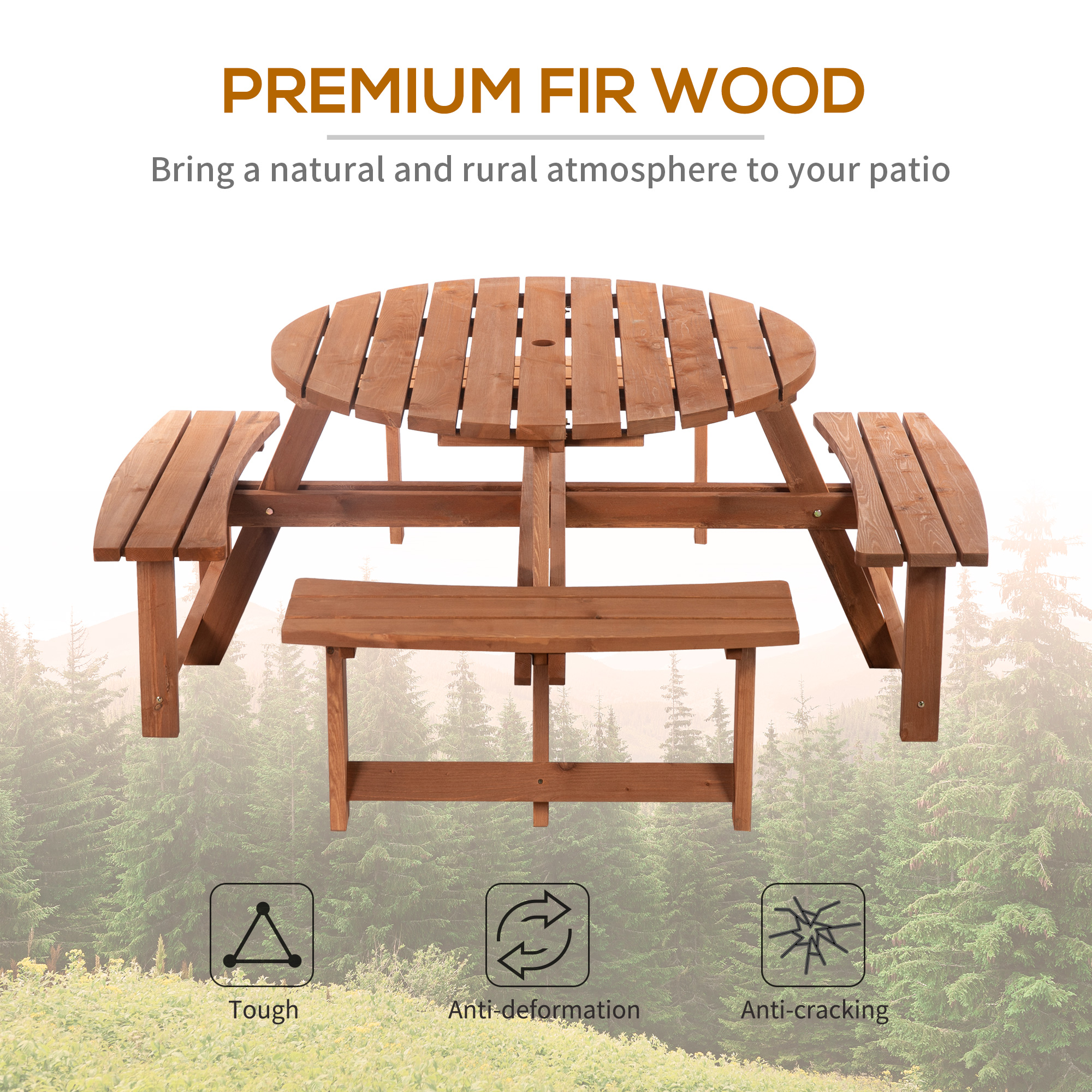 8-Seater Wooden Picnic Set-Fir Wood — image 6