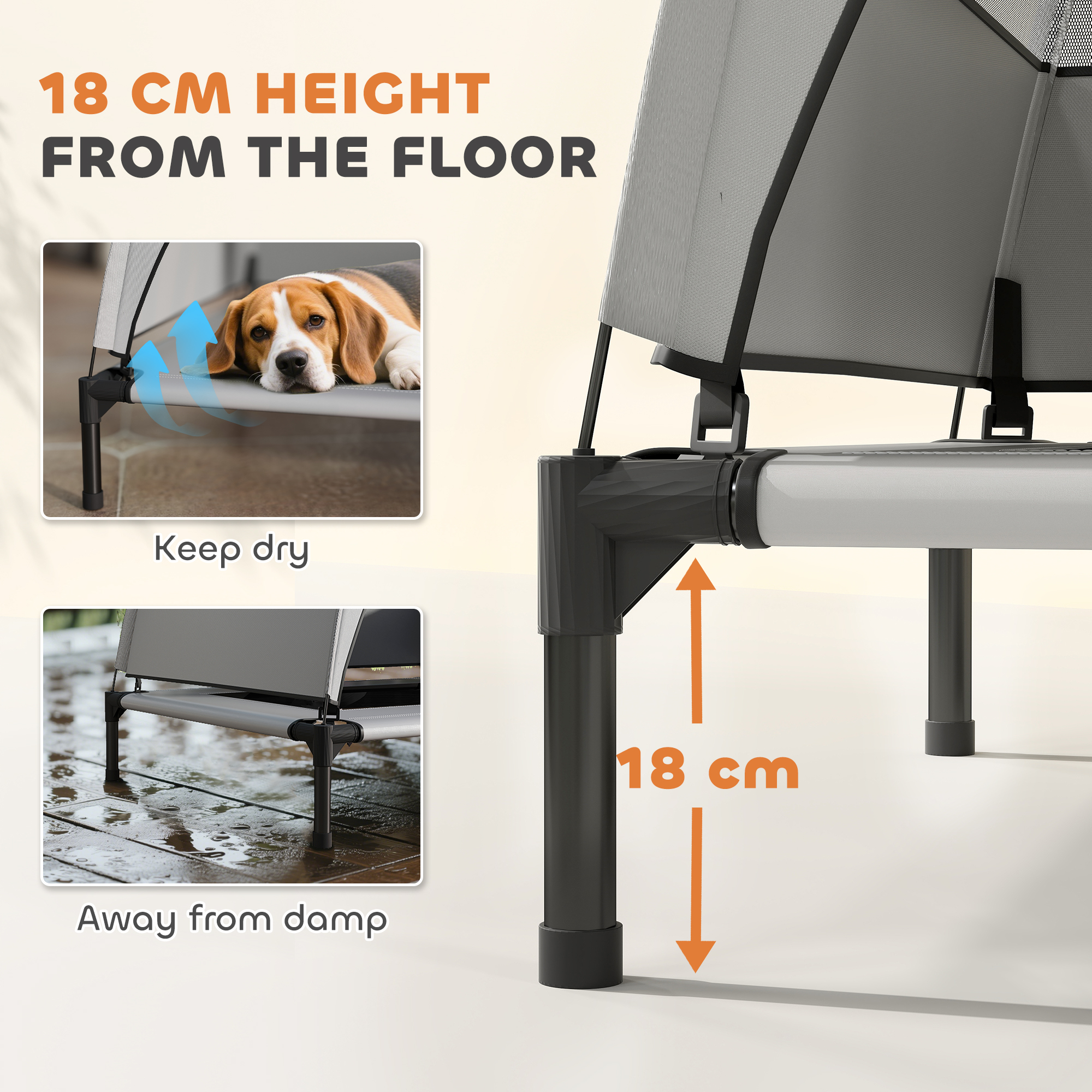 Portable Elevated Dog Bed With Removable Canopy,Cooling Raised Pet Cot — image 3