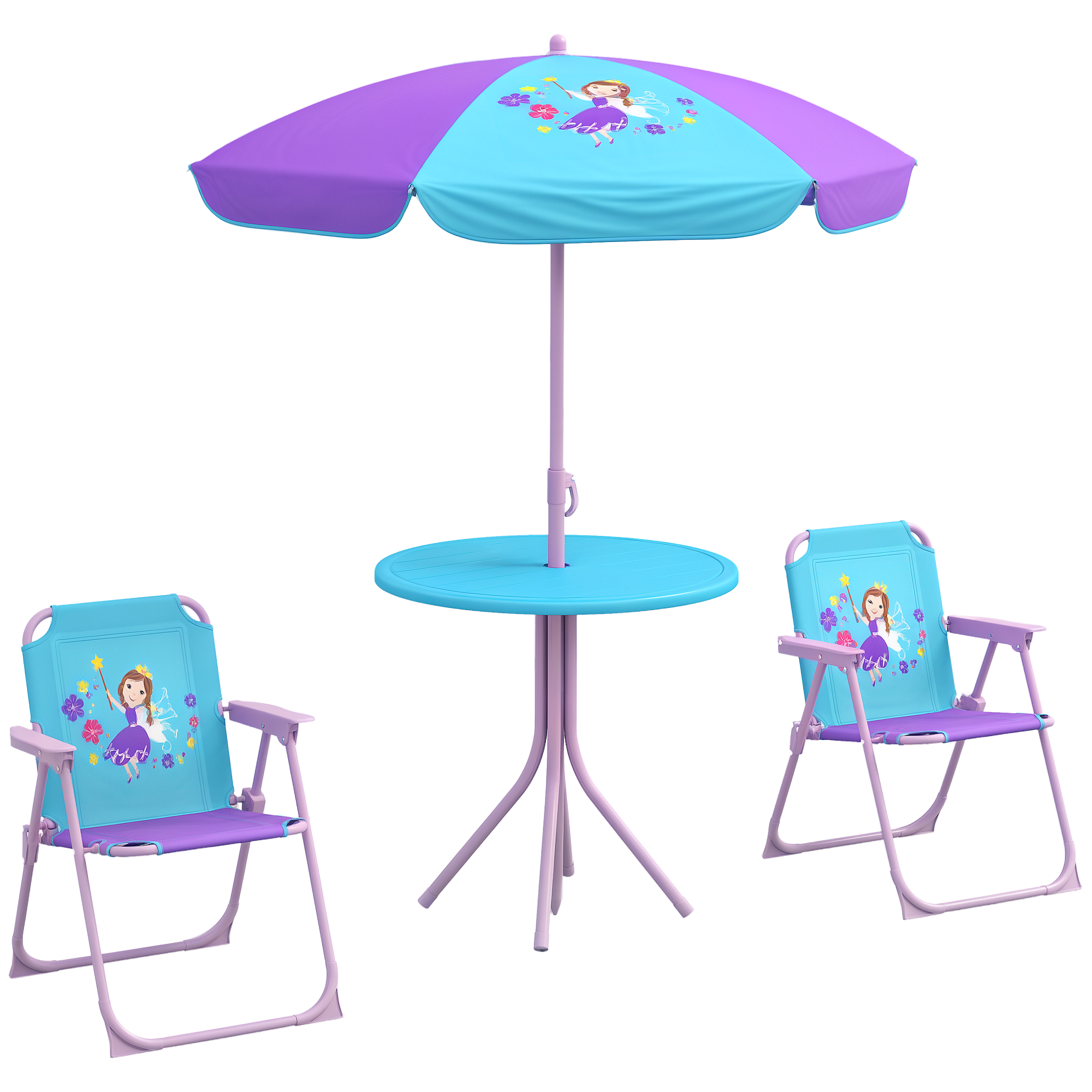 Kids Picnic Table And Chair Set,Fairy Themed Outdoor Garden Furniture W