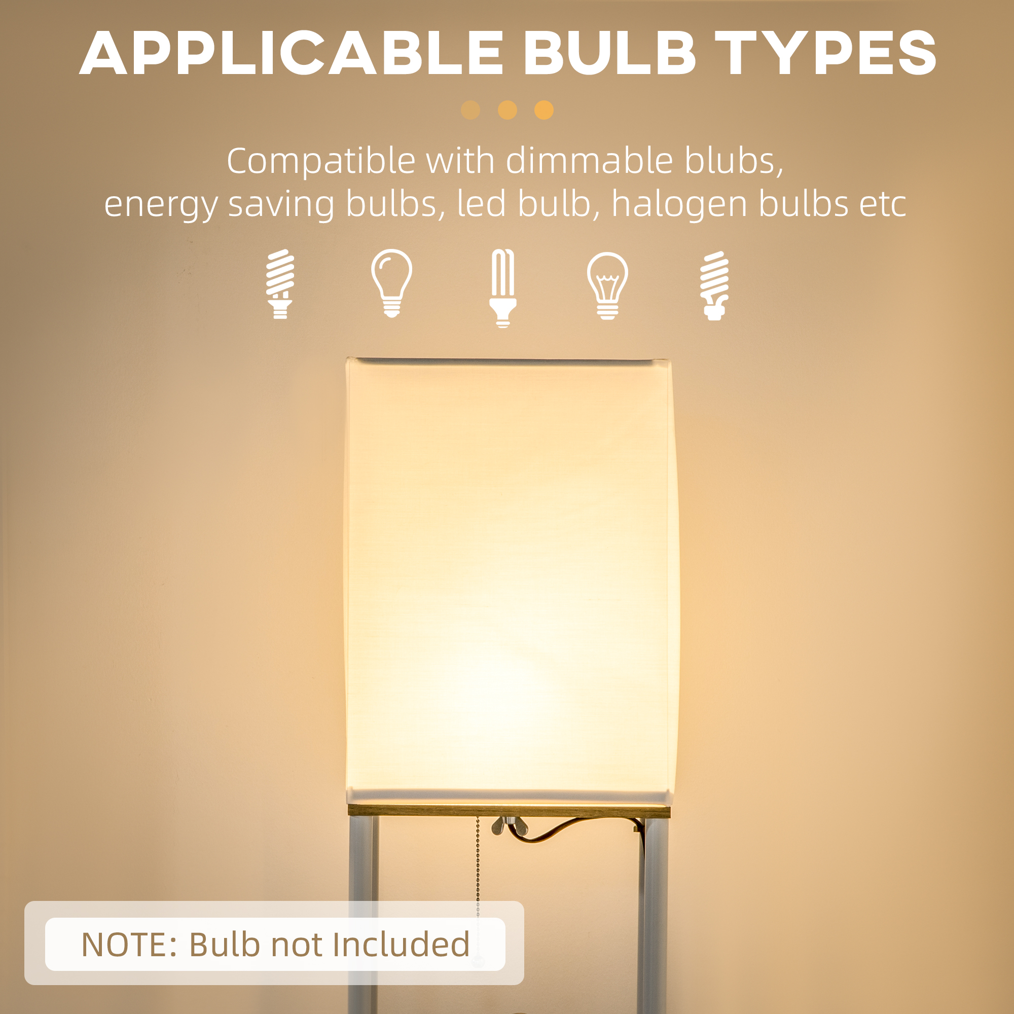 Modern Metal Floor Lamp With Shelves,3 Layer Shelf Tall Standing Fabric — image 5