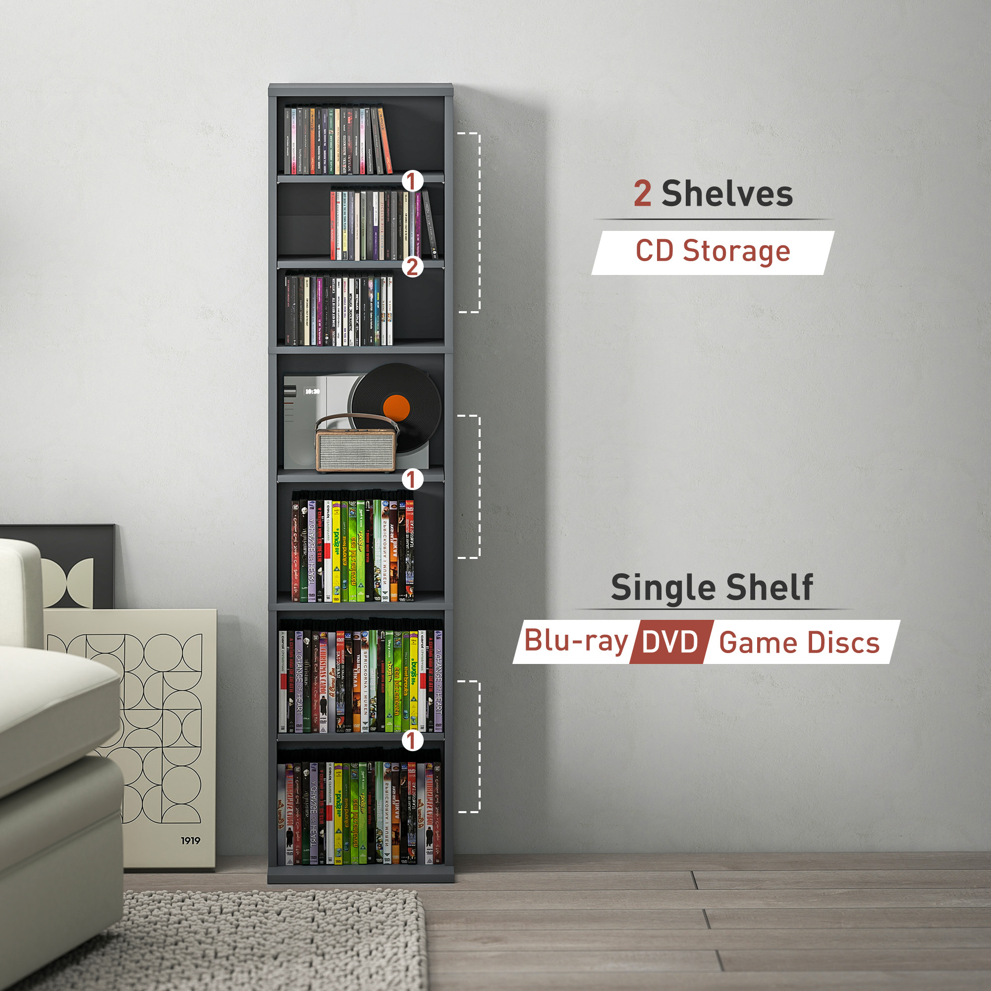 260 Narrow CD Storage Unit-Grey — image 5