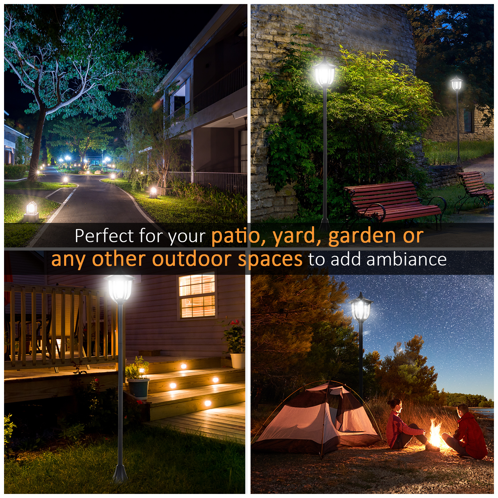 Outsunny Outdoor Garden Solar Post Lamp Sensor Light LED