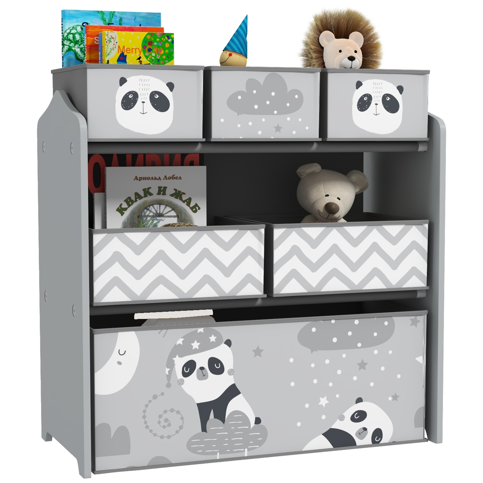 Kids Storage Unit,Toy Organiser,with Six Fabric Bins,for