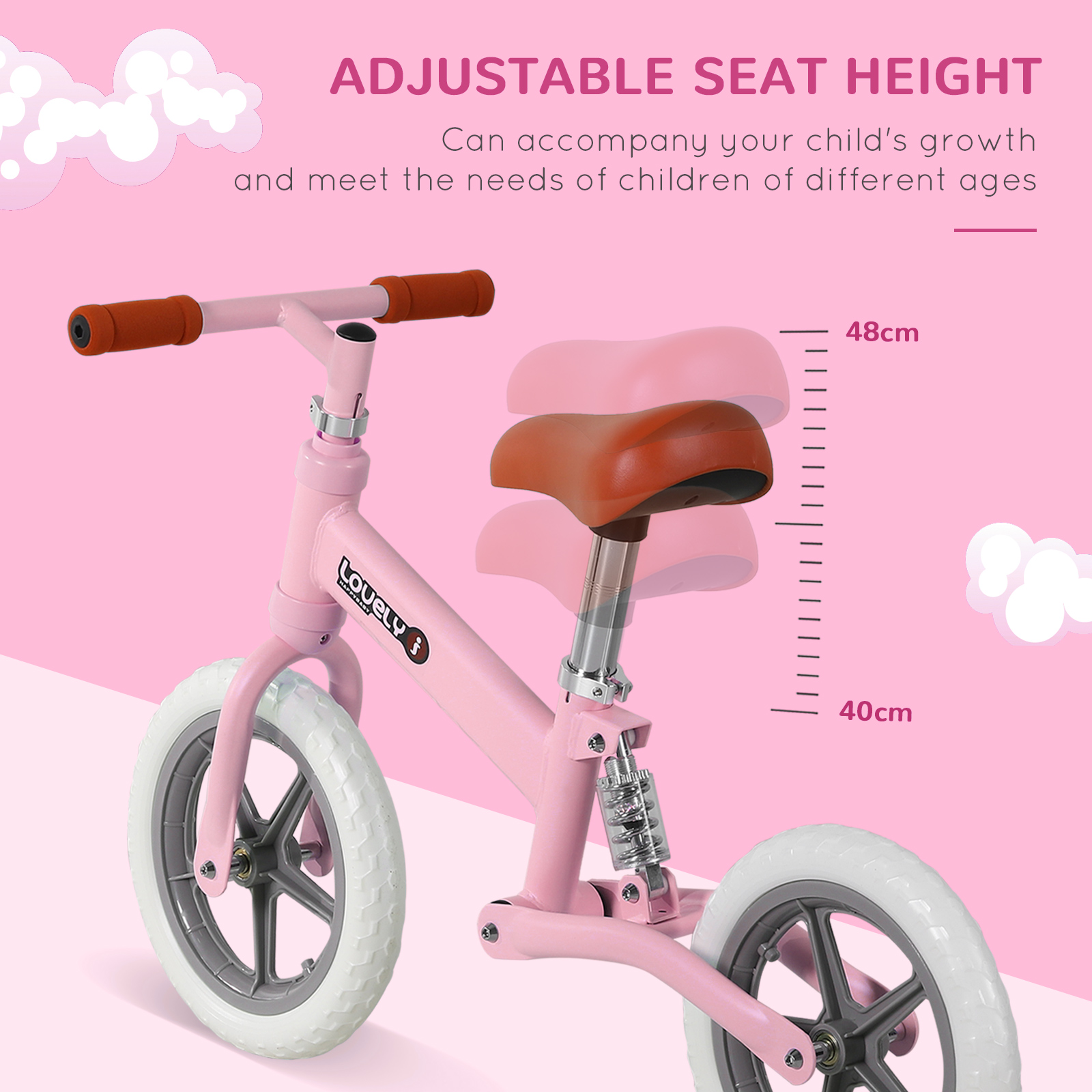 12" Kids Balance Bike No Pedal Bicycle EVA Tire Adjustable Seat Toddler — image 3
