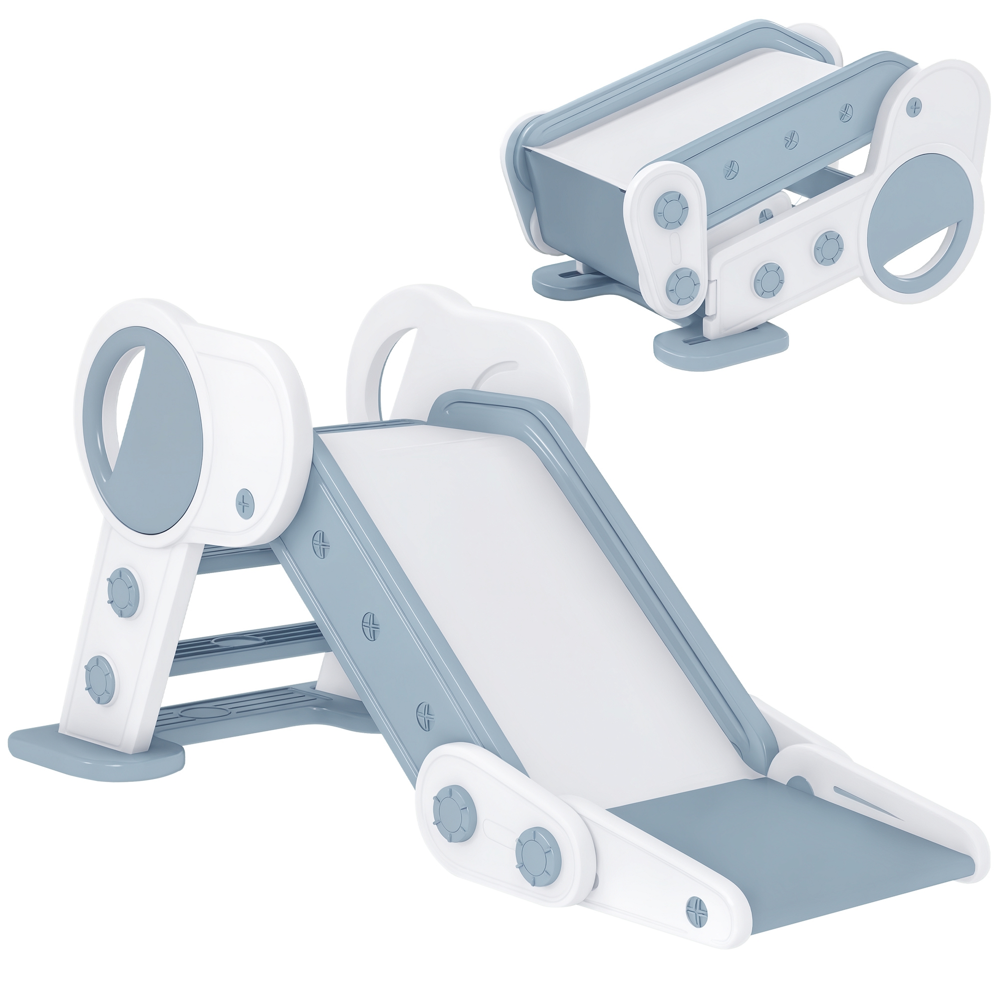 Foldable Kids Slide,Freestanding Baby Slide,for Ages 1.5-3 Years,Grey & Beige — image 3