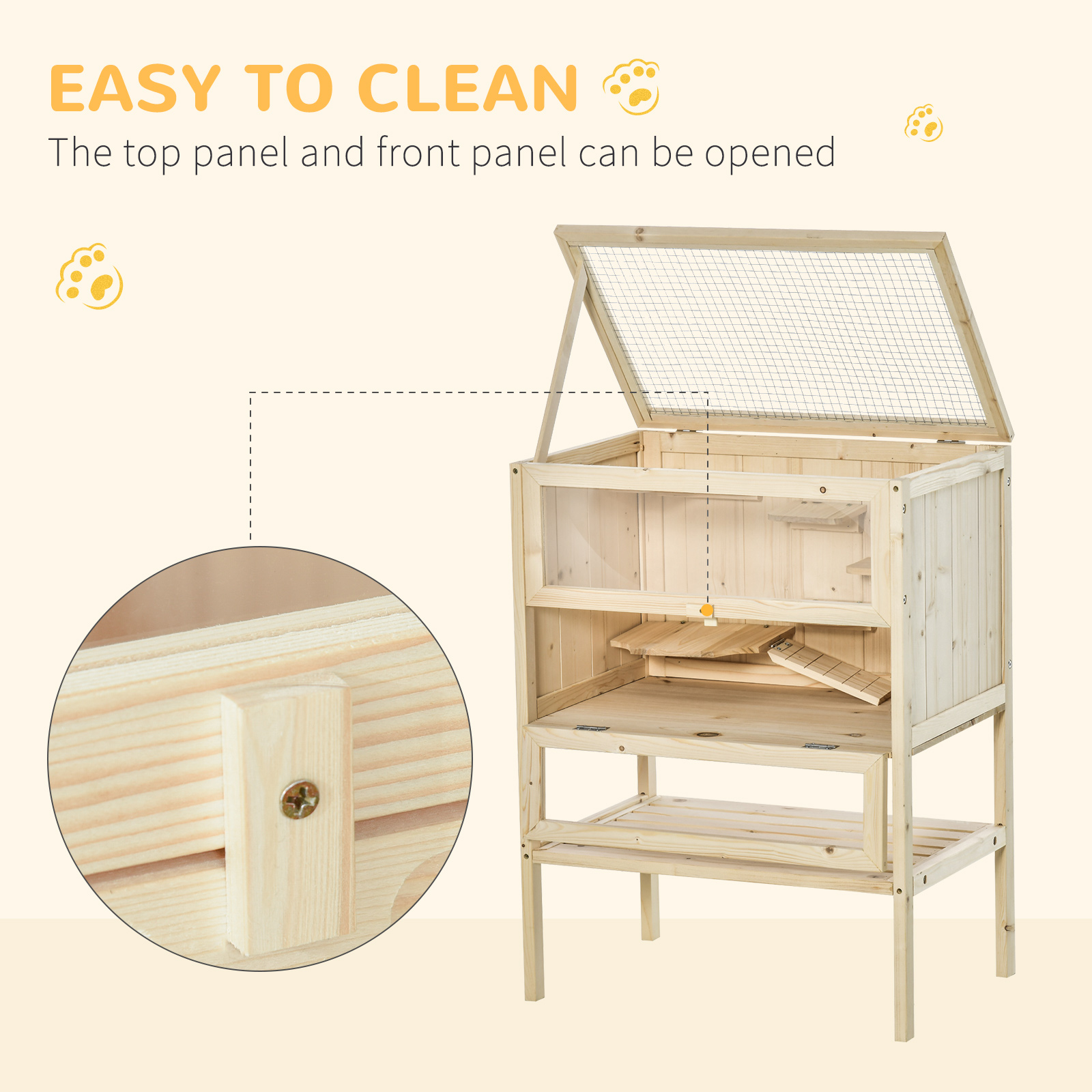Wooden Hamster Cage With Storage Shelf,Small Animal Exercise Play House — image 3