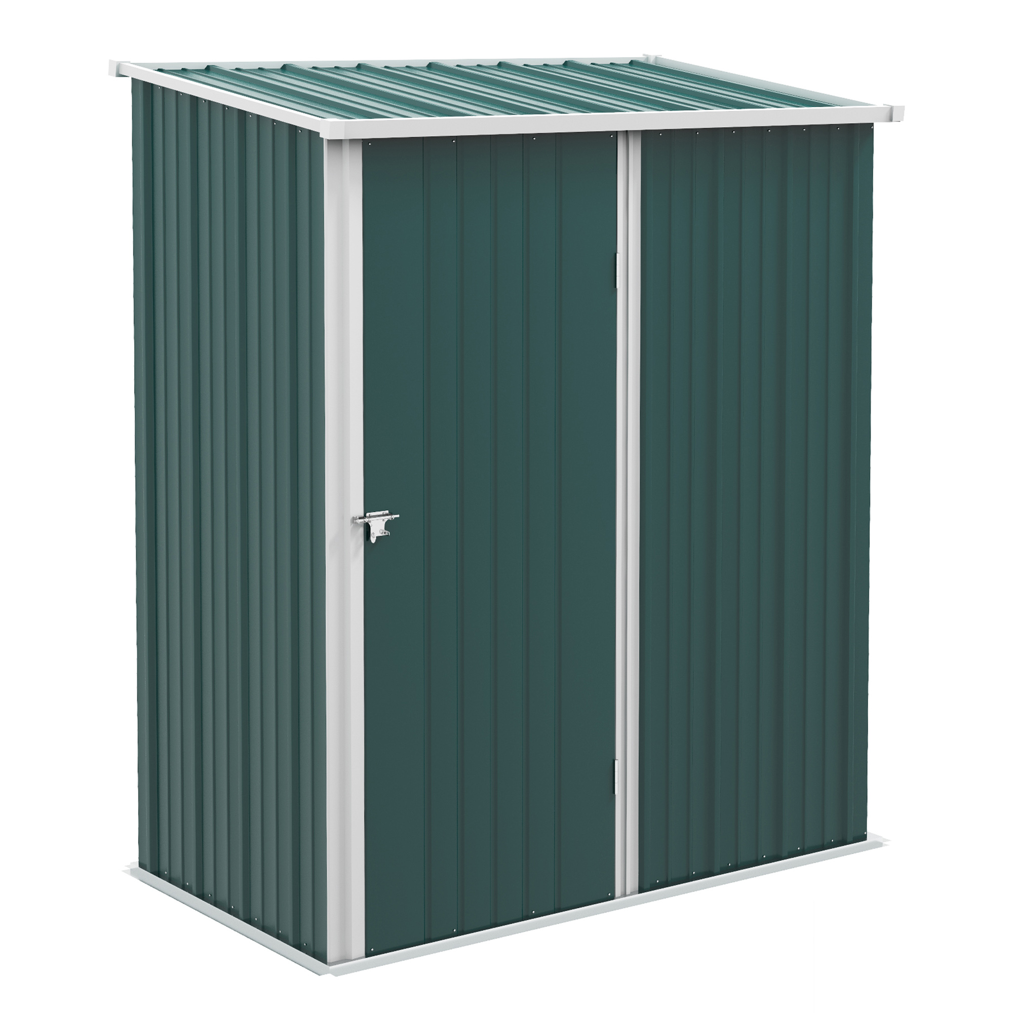 5.3 X 3.1ft Corrugated Steel Garden Shed-Green — image 3