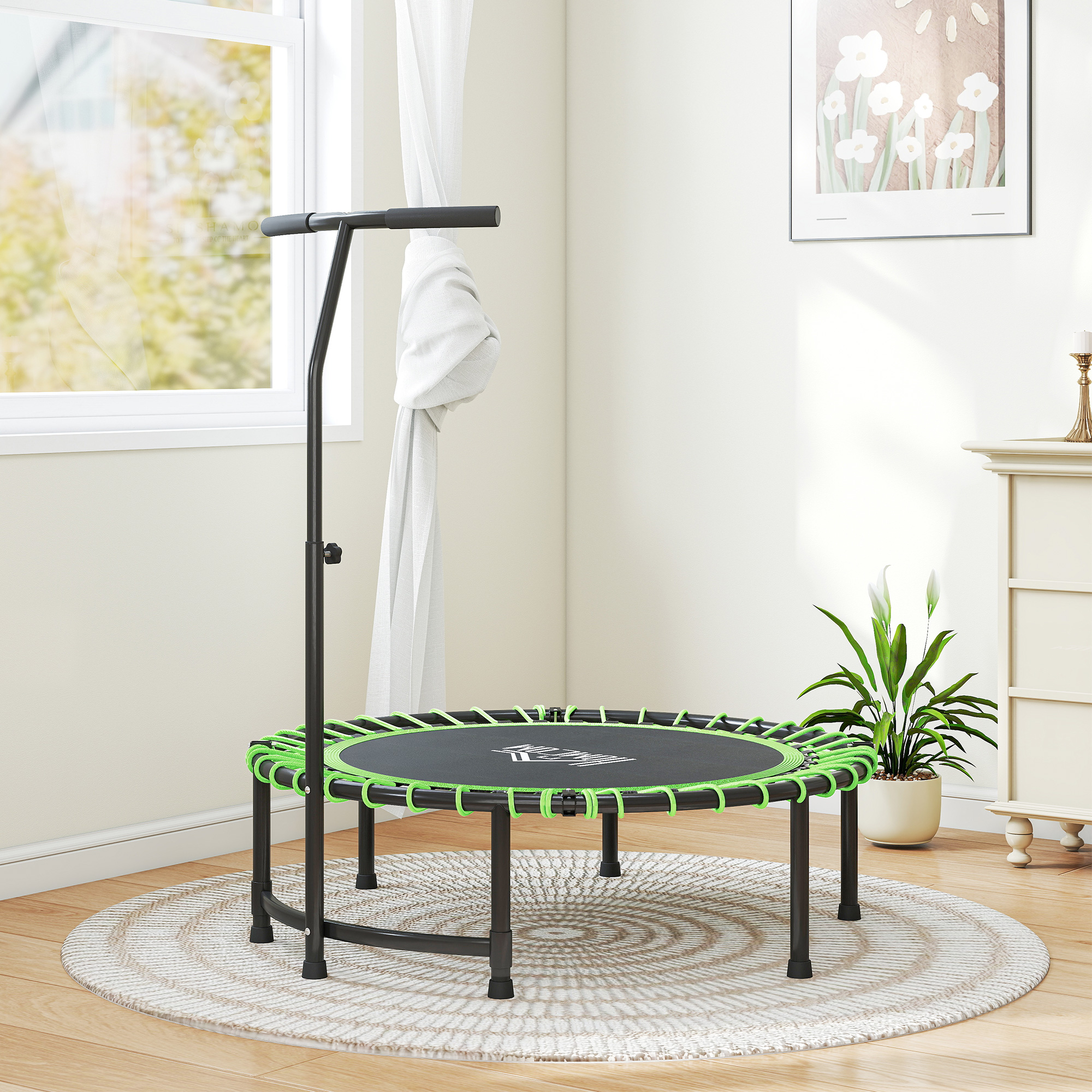 Mini Round Steel Frame Trampoline W/ Adjustable Handle,Green — image 5