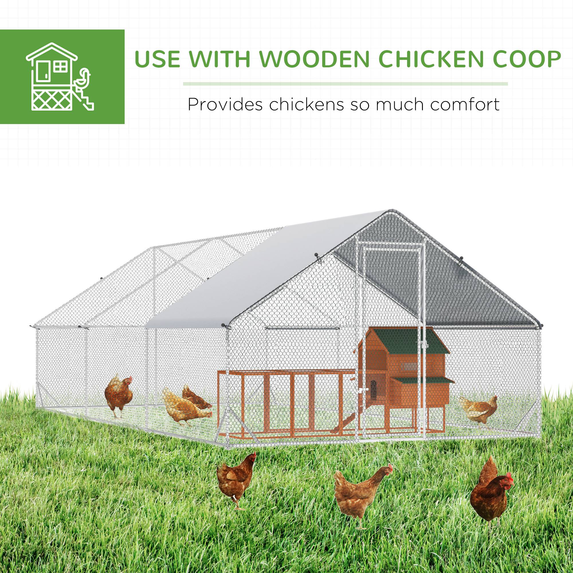 Galvanised Walk In Chicken Run Cover 6 X 3 X 2m Silver — image 6