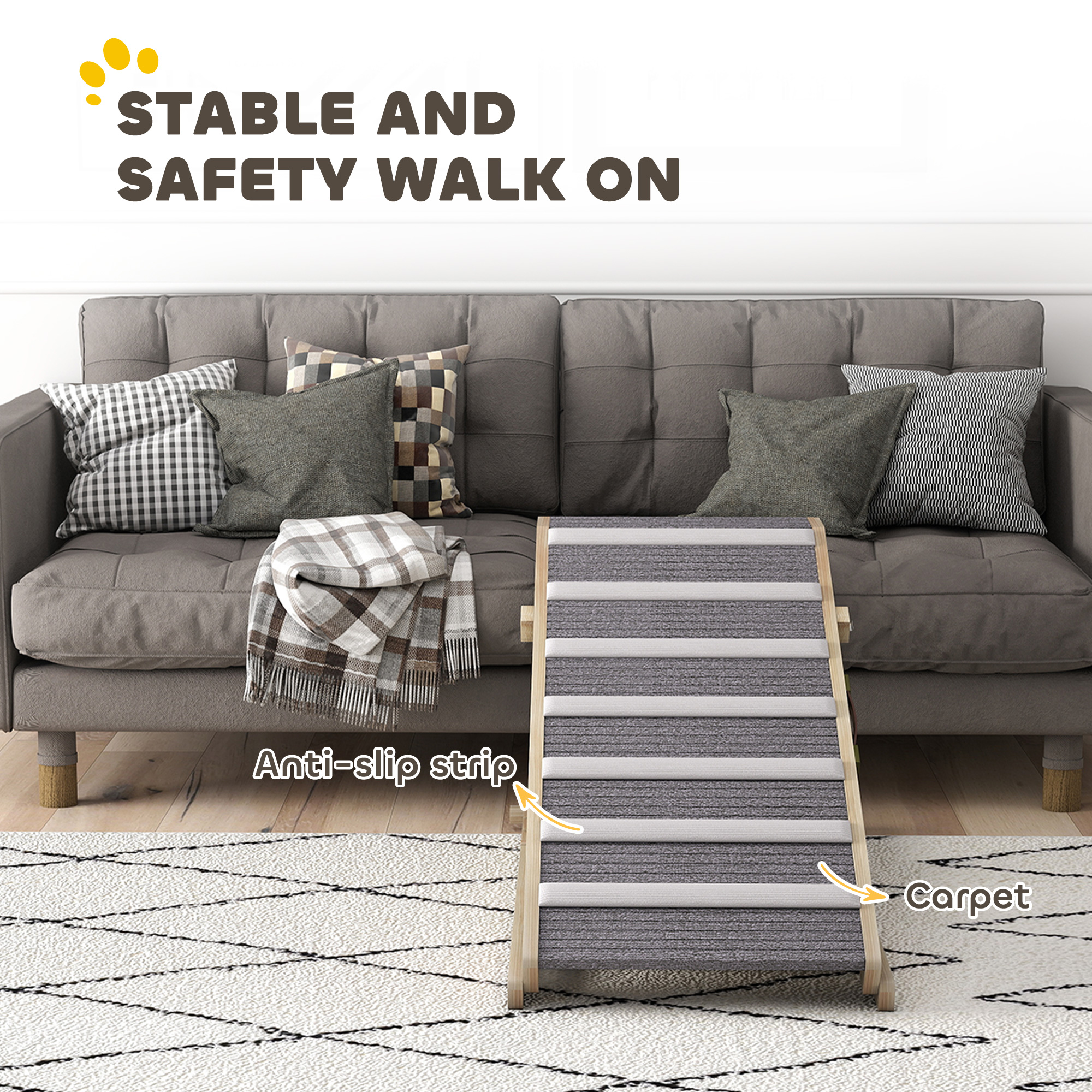 Dog Ramp For Couch,Adjustable Folding Pet Ramp,4 Adjustable Height Climbing