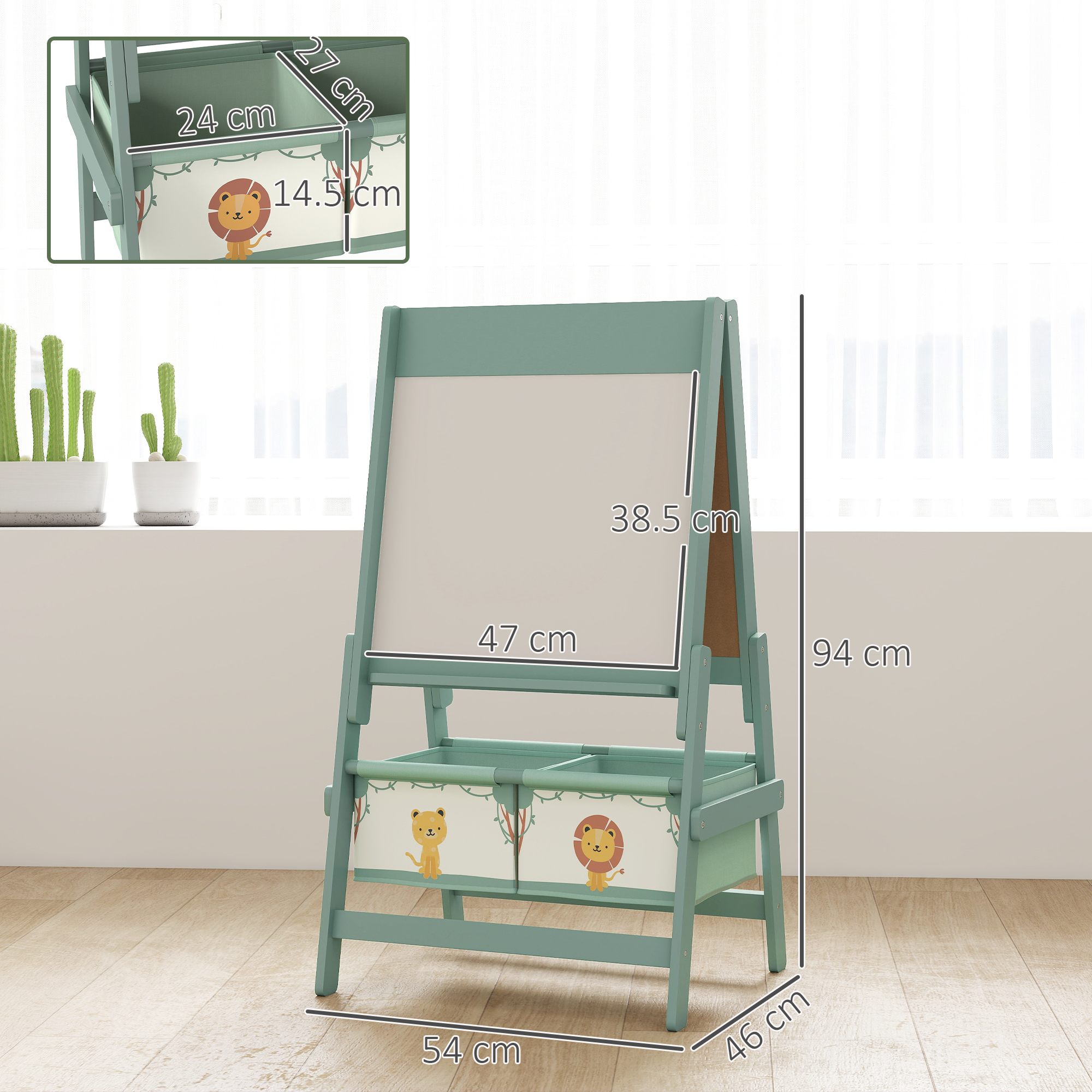 Art Easel For Kids,Double-Sided Whiteboard/Blackboard With Paper Roll,Two
