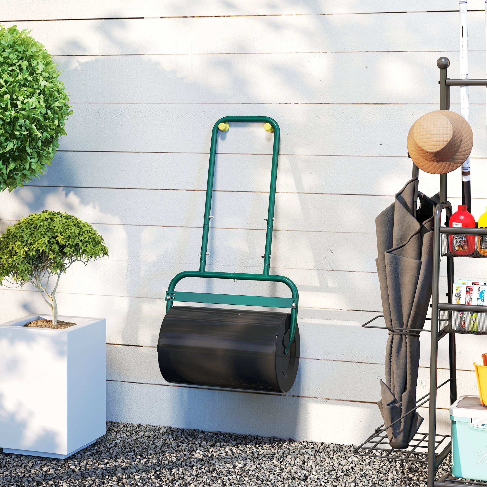 38L Fillable Cylinder Steel Lawn Roller-Dark Green — image 2