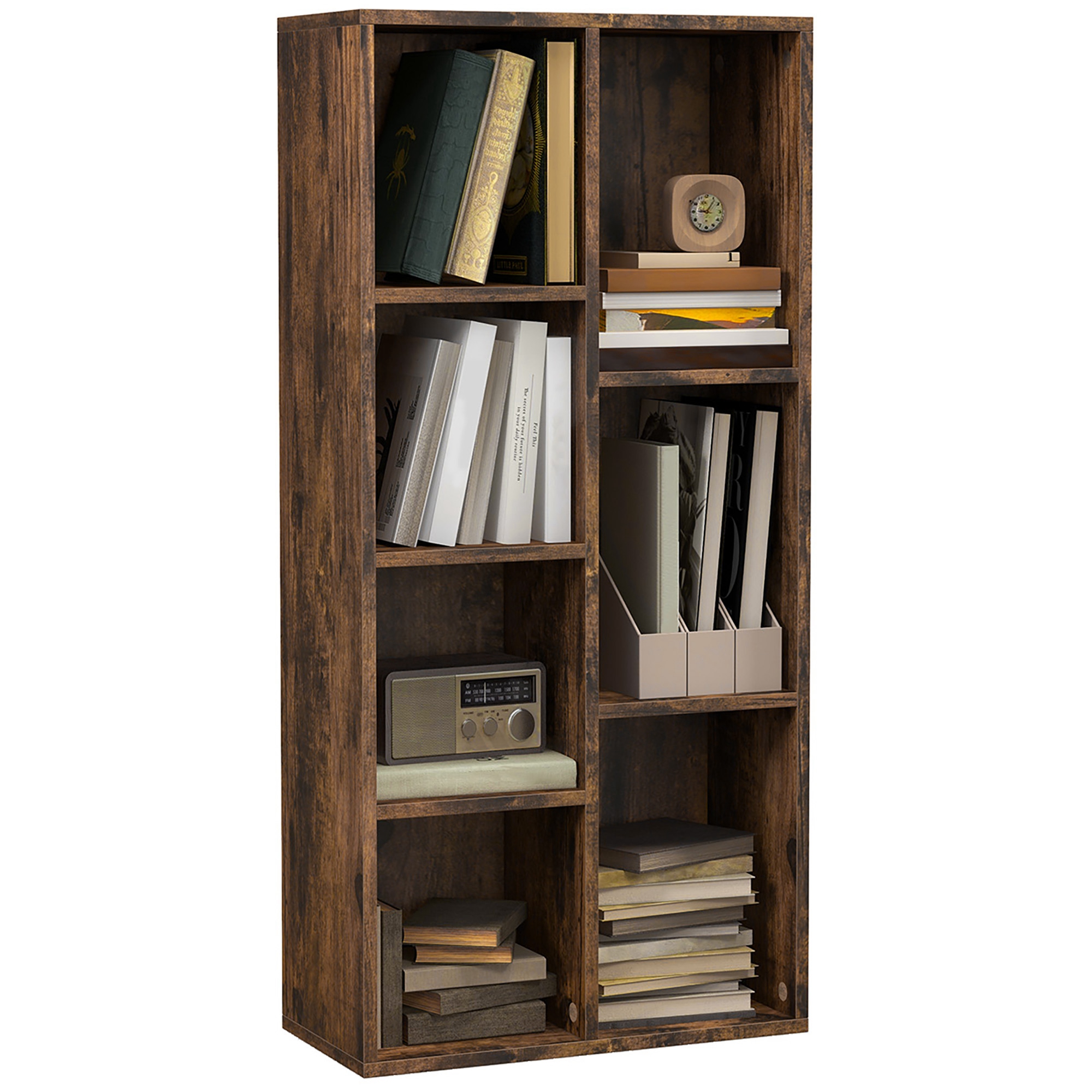 Seven-Cube Bookcase-Rustic Brown Wood Effect — image 4